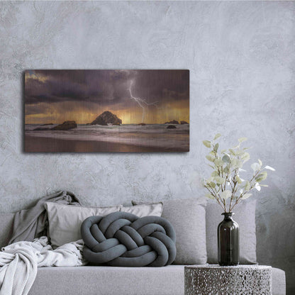 Luxe Metal Art 'Storm At Face Rock' by Darren White, Metal Wall Art,48x24