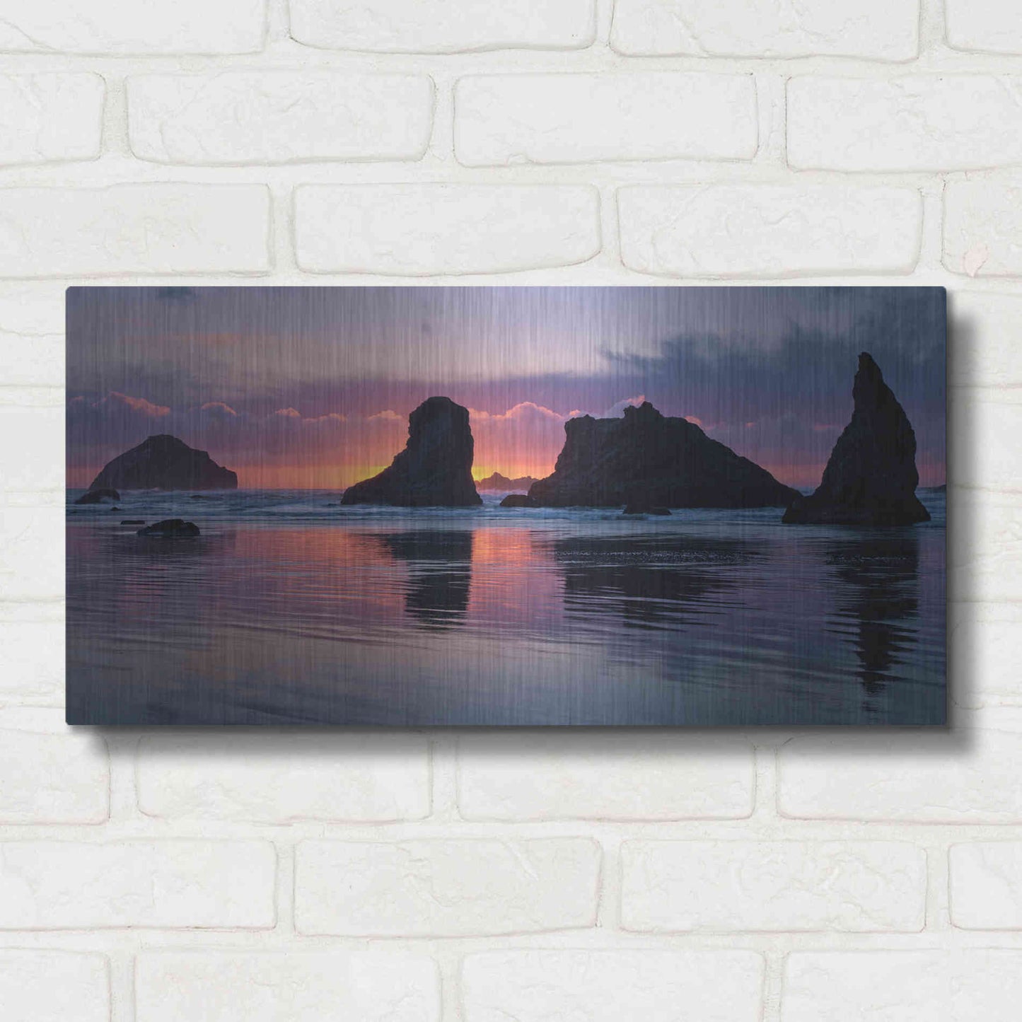 Luxe Metal Art 'Bandon Beach Tsunami' by Jesse Estes, Metal Wall Art,24x12