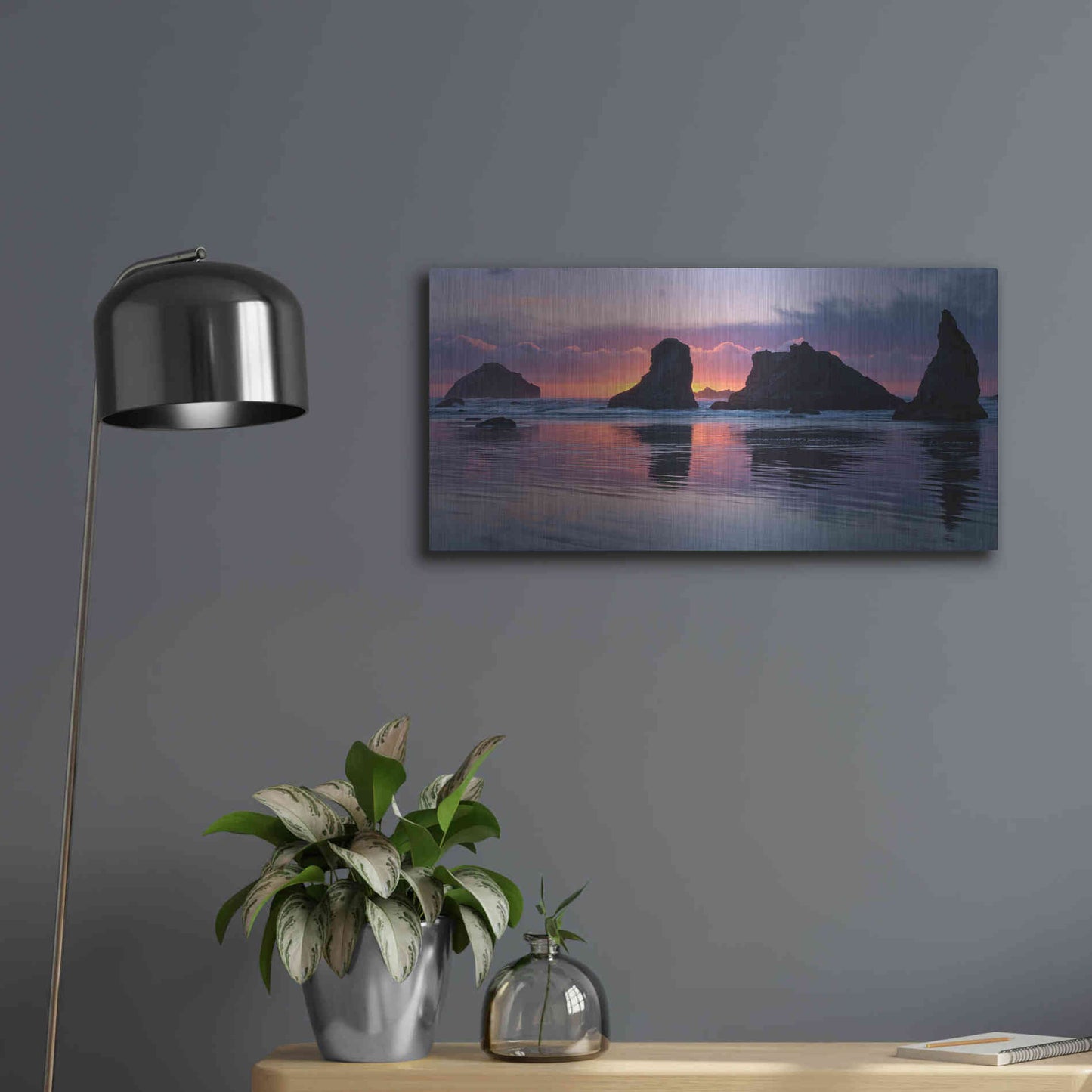 Luxe Metal Art 'Bandon Beach Tsunami' by Jesse Estes, Metal Wall Art,24x12