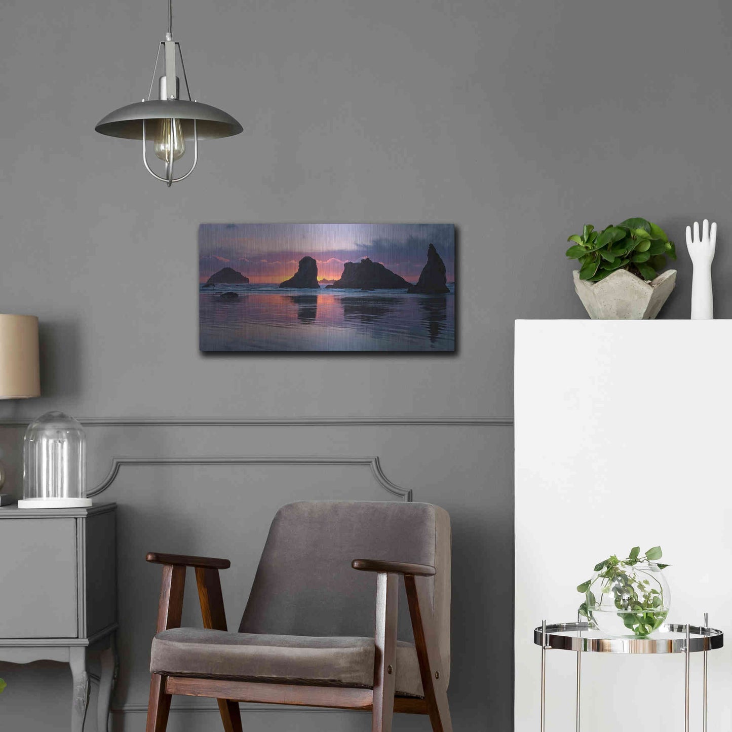 Luxe Metal Art 'Bandon Beach Tsunami' by Jesse Estes, Metal Wall Art,24x12