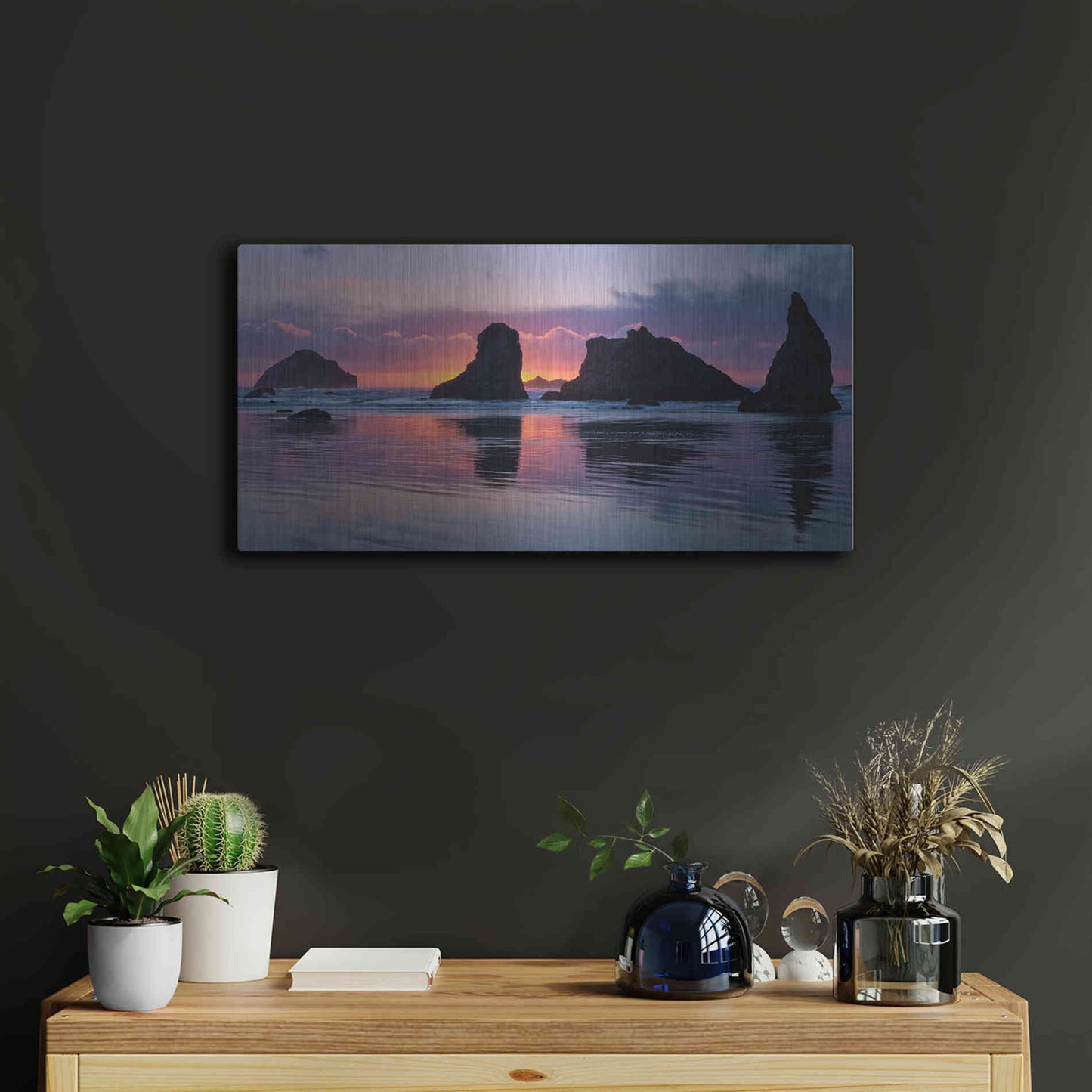Luxe Metal Art 'Bandon Beach Tsunami' by Jesse Estes, Metal Wall Art,24x12
