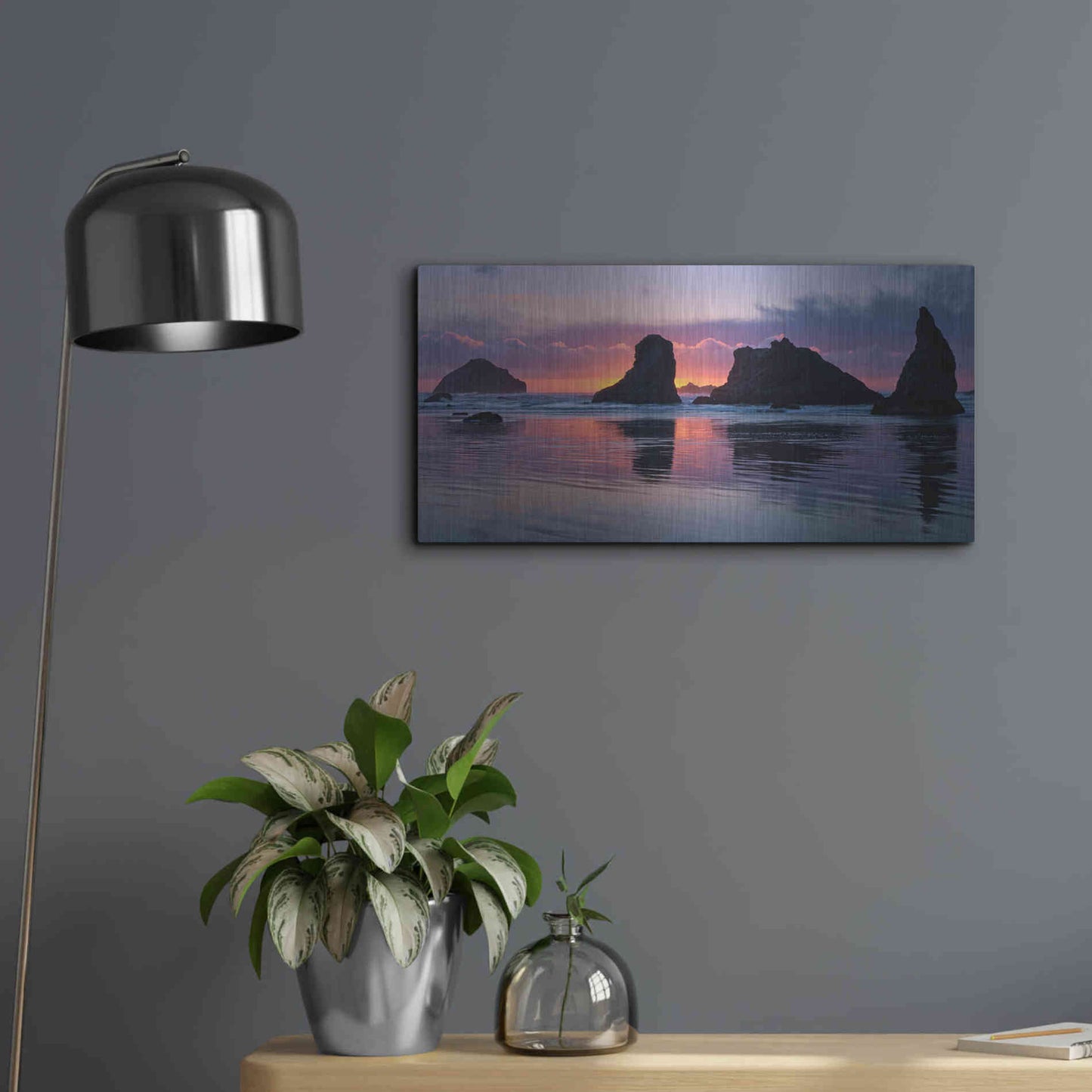 Luxe Metal Art 'Bandon Beach Tsunami' by Jesse Estes, Metal Wall Art,24x12