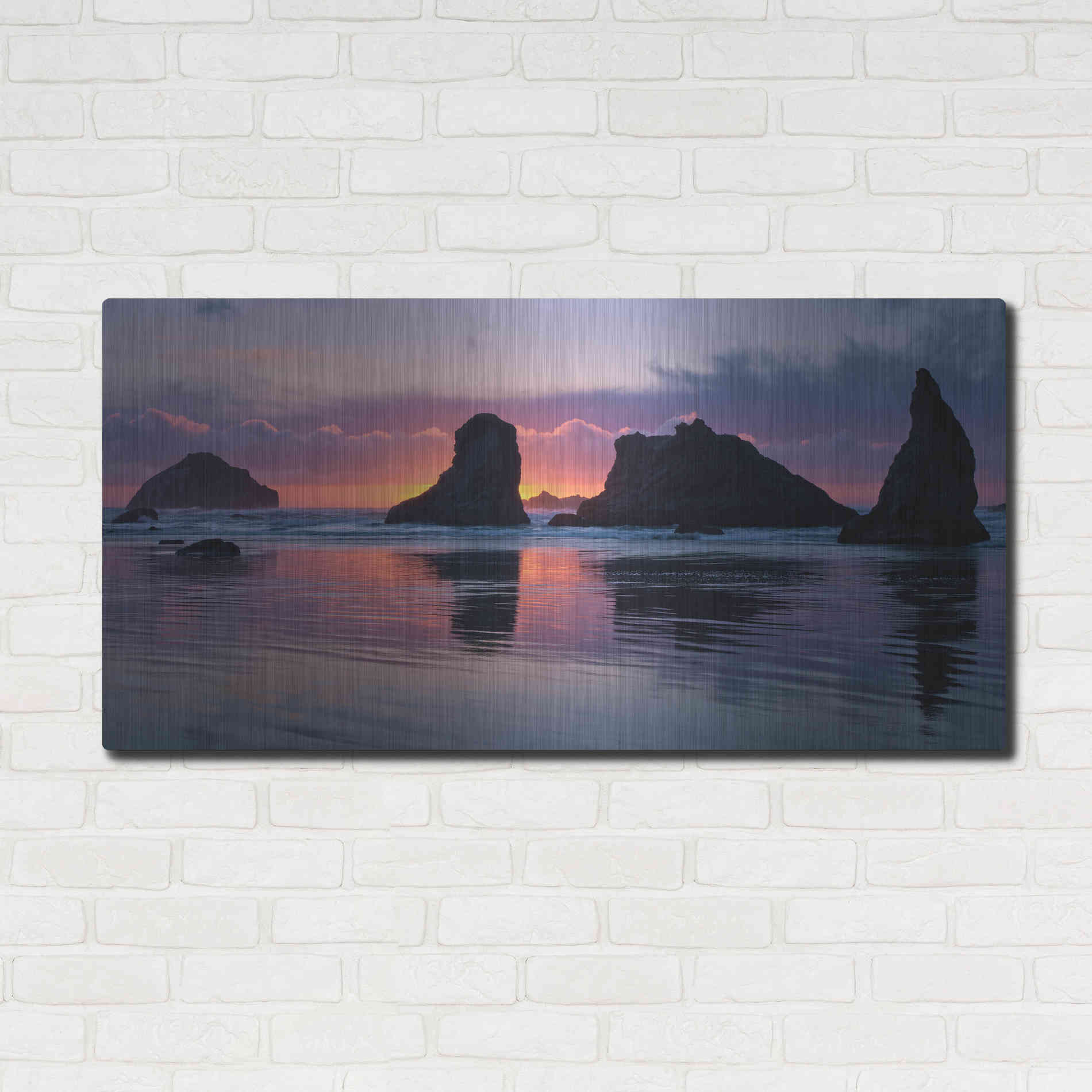 Luxe Metal Art 'Bandon Beach Tsunami' by Jesse Estes, Metal Wall Art,48x24