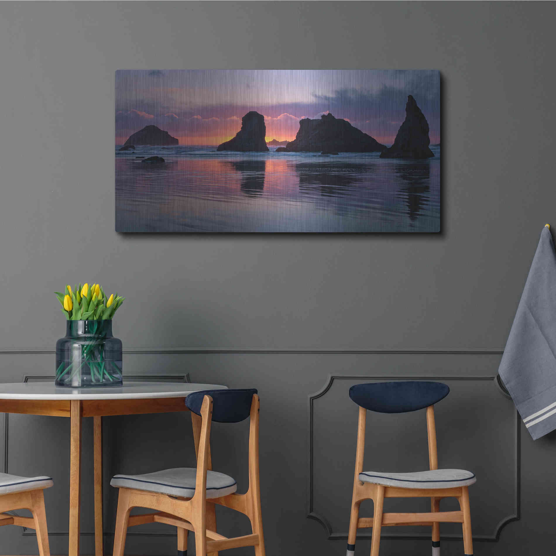 Luxe Metal Art 'Bandon Beach Tsunami' by Jesse Estes, Metal Wall Art,48x24