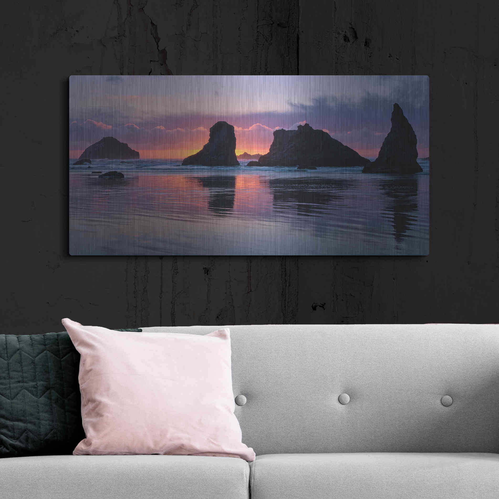 Luxe Metal Art 'Bandon Beach Tsunami' by Jesse Estes, Metal Wall Art,48x24