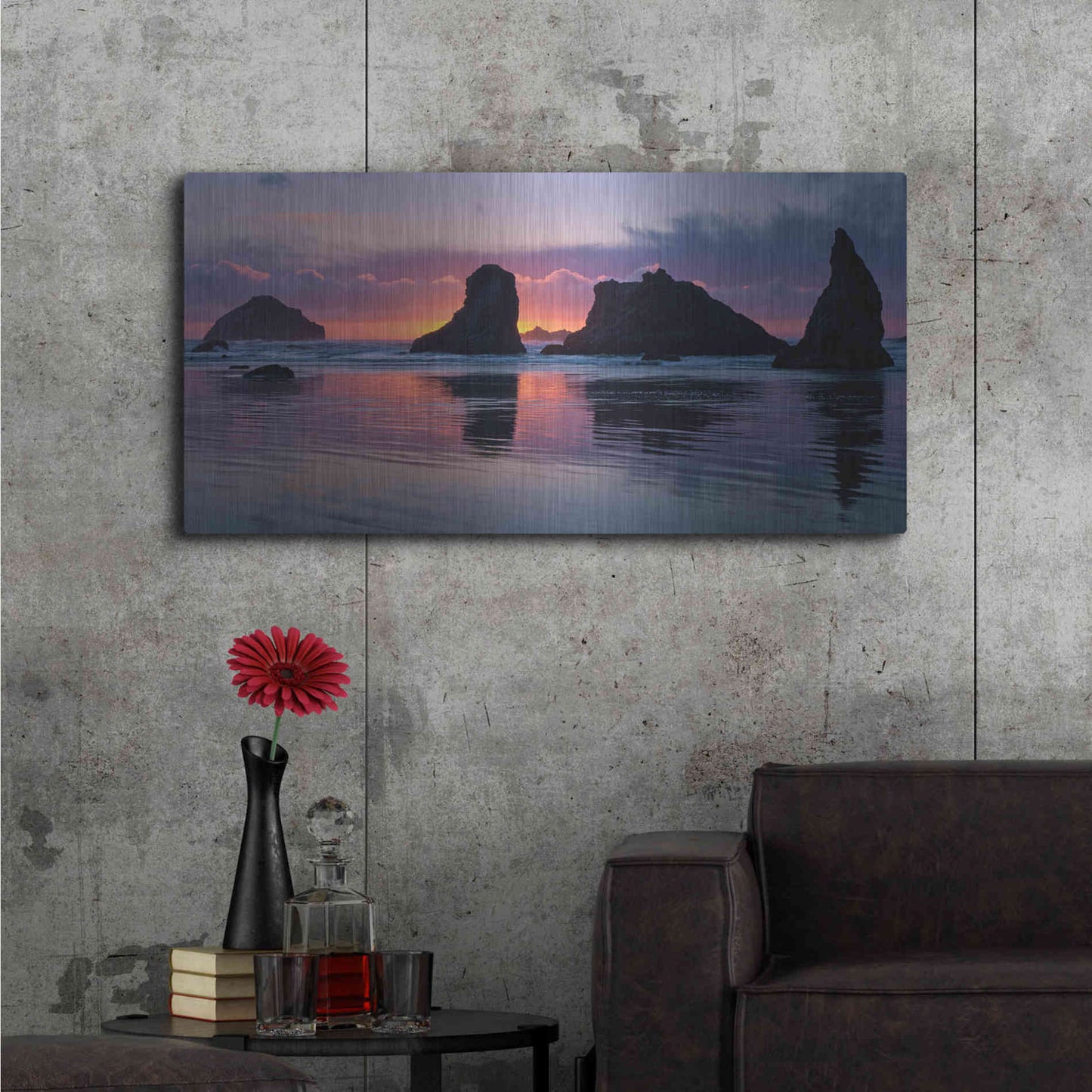 Luxe Metal Art 'Bandon Beach Tsunami' by Jesse Estes, Metal Wall Art,48x24
