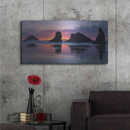 Luxe Metal Art 'Bandon Beach Tsunami' by Jesse Estes, Metal Wall Art,48x24