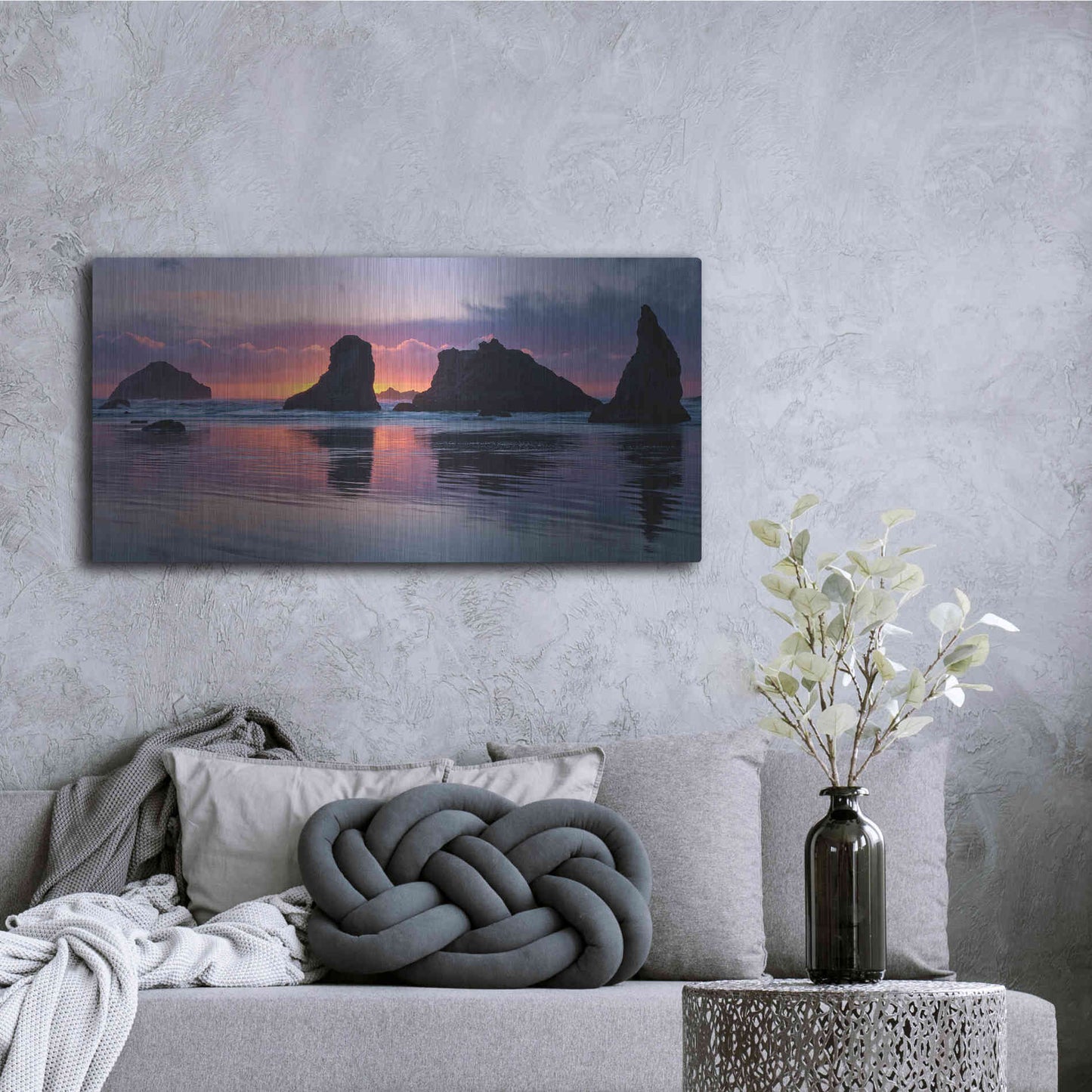 Luxe Metal Art 'Bandon Beach Tsunami' by Jesse Estes, Metal Wall Art,48x24