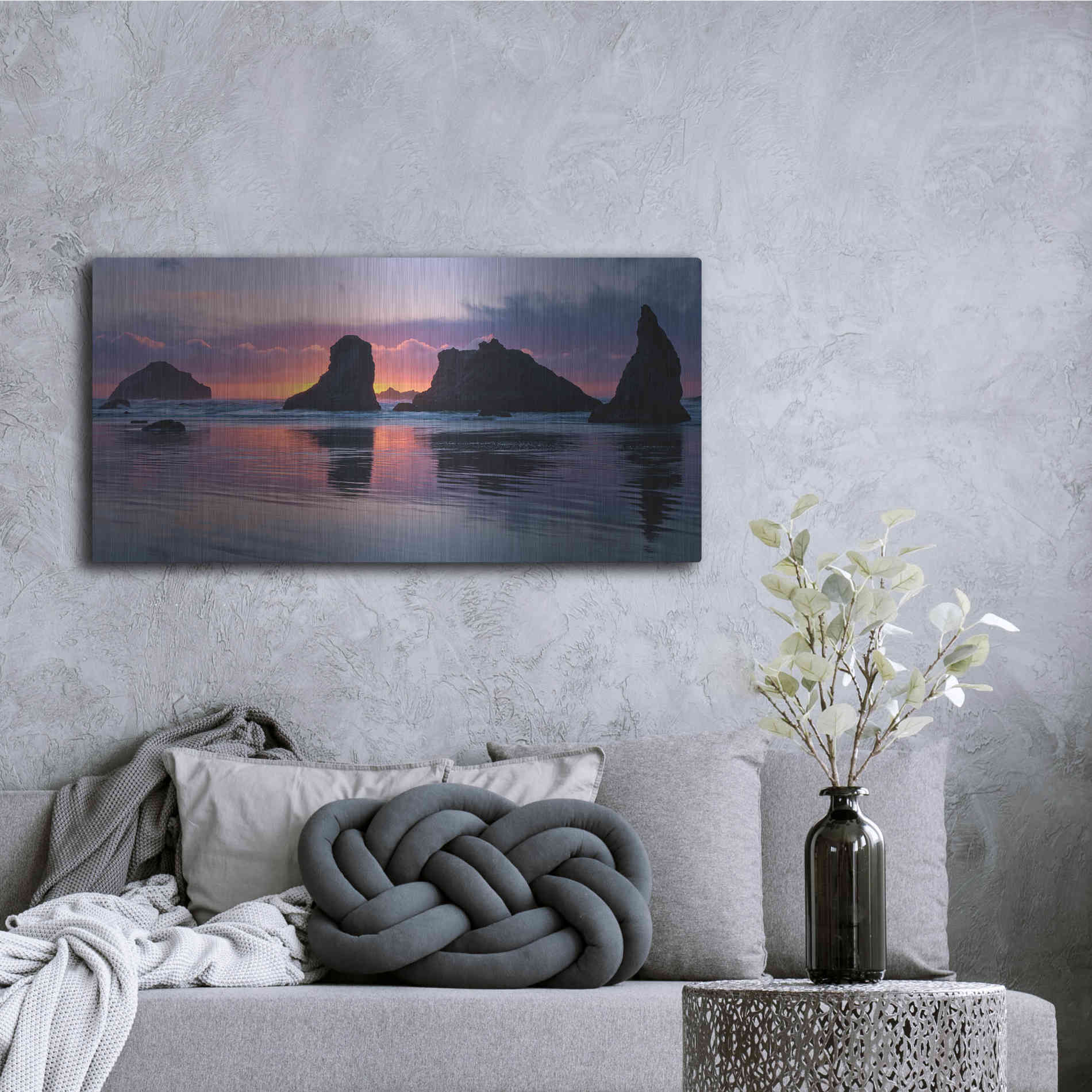 Luxe Metal Art 'Bandon Beach Tsunami' by Jesse Estes, Metal Wall Art,48x24