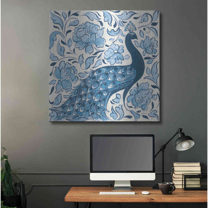 Luxe Metal Art 'Peacock Garden IV v2' by Miranda Thomas, Metal Wall Art,36x36