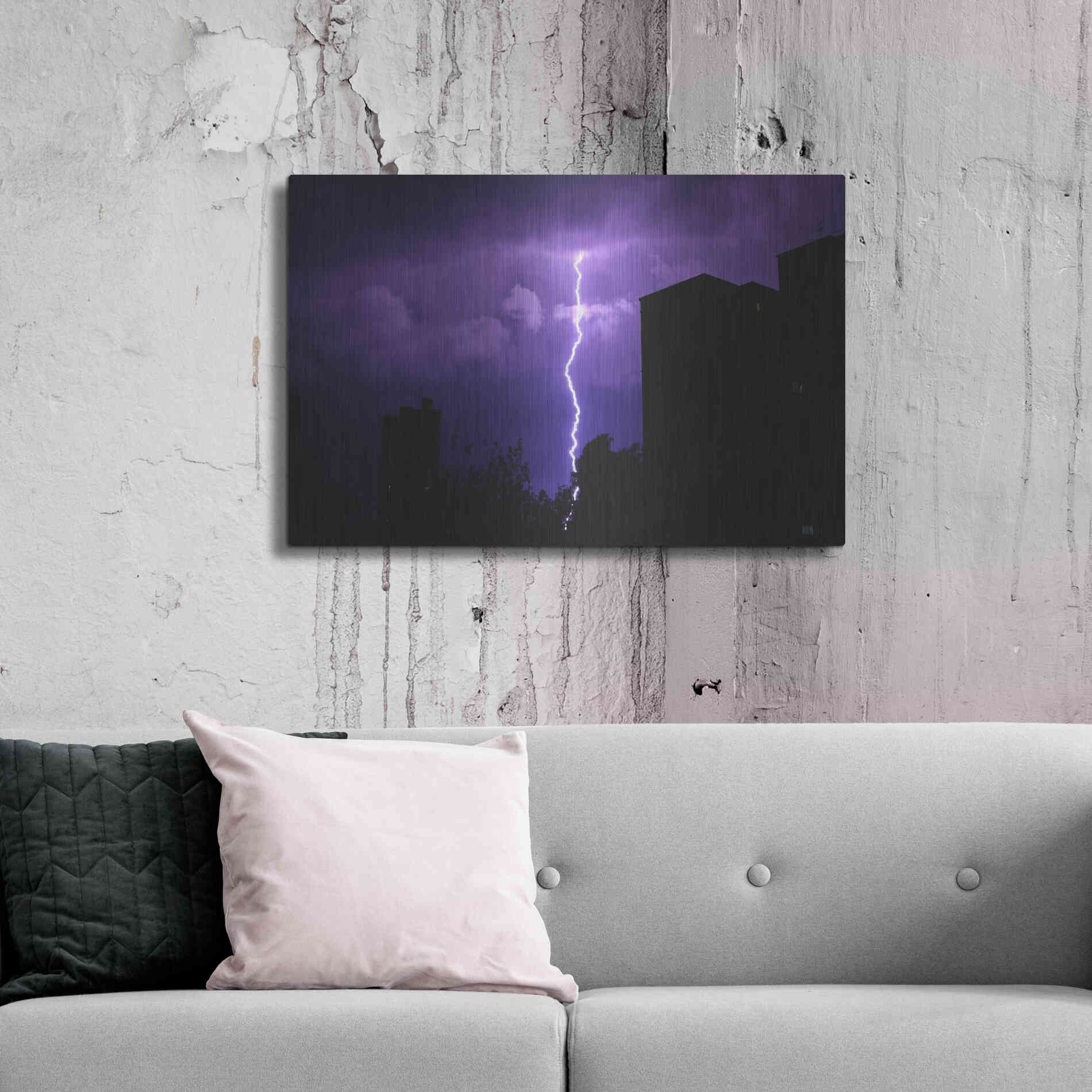 Luxe Metal Art 'Wisteria Sky' by Unknown Artist, Metal Wall Art,36x24