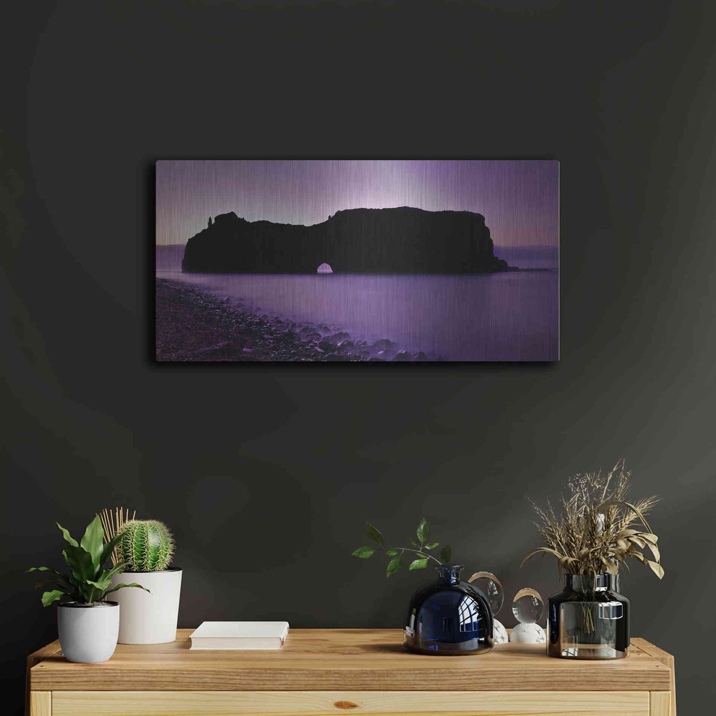 Luxe Metal Art 'Eminence Island' by Unknown Artist, Metal Wall Art,24x12