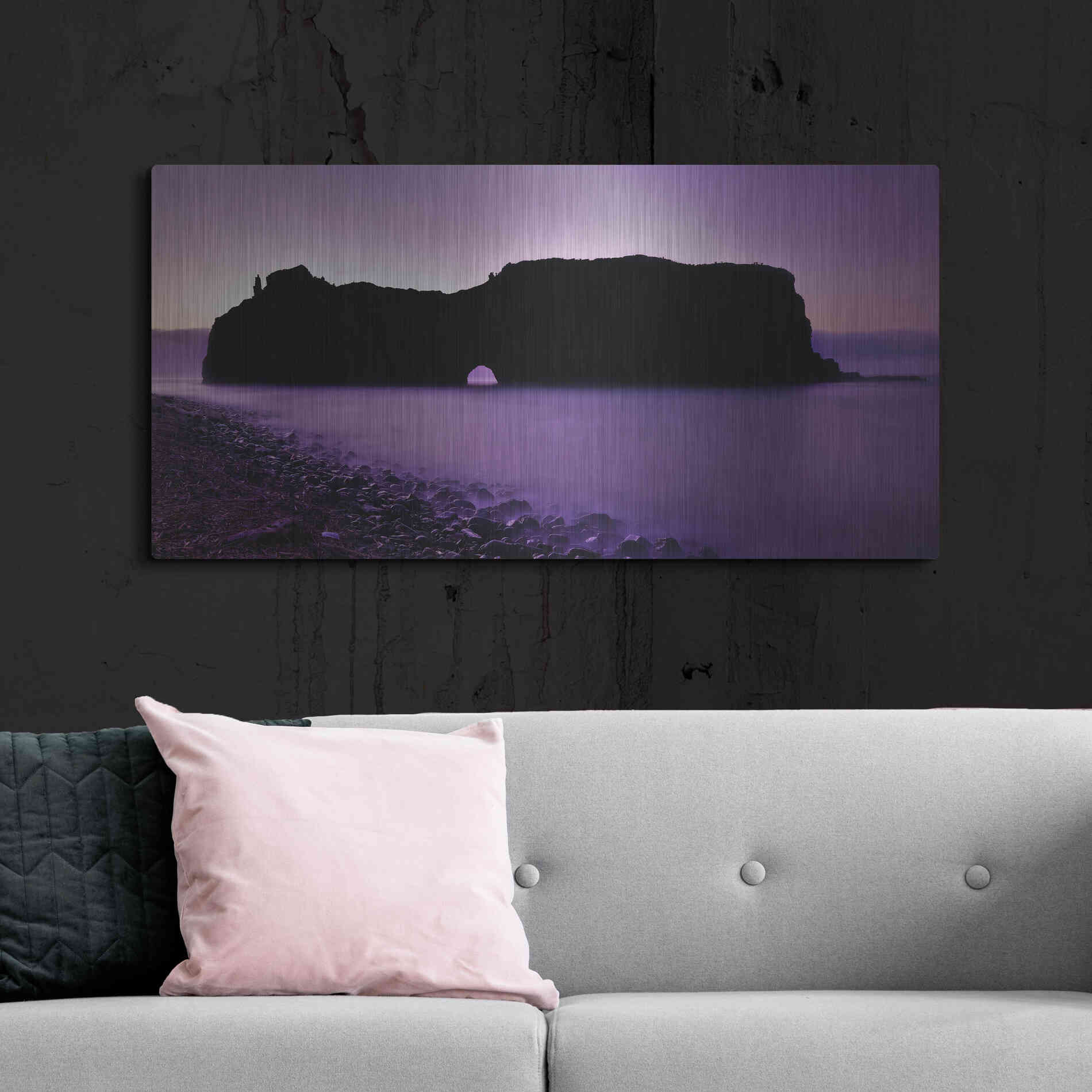 Luxe Metal Art 'Eminence Island' by Unknown Artist, Metal Wall Art,48x24