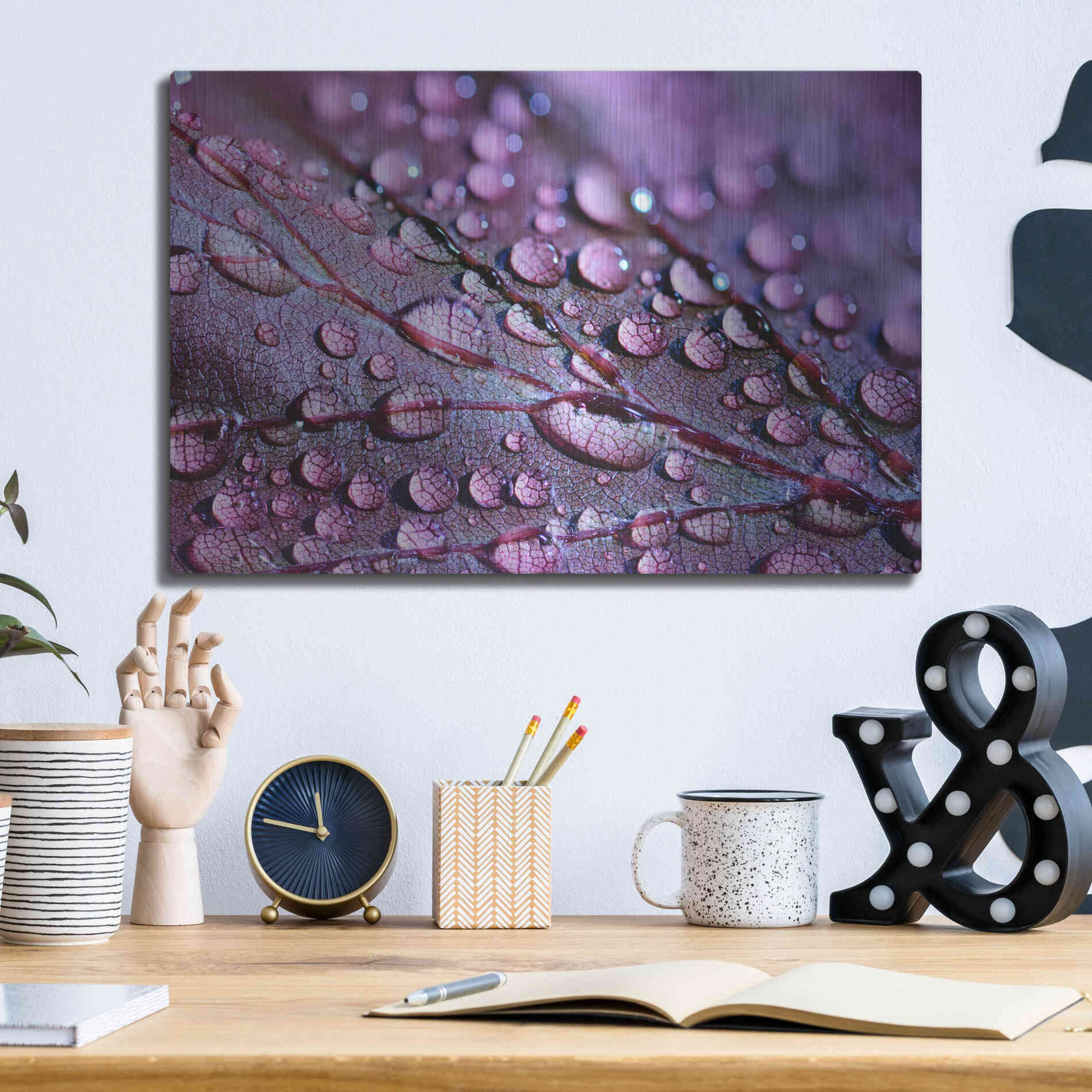 Luxe Metal Art 'Dewdrops' by Unknown Artist, Metal Wall Art,16x12