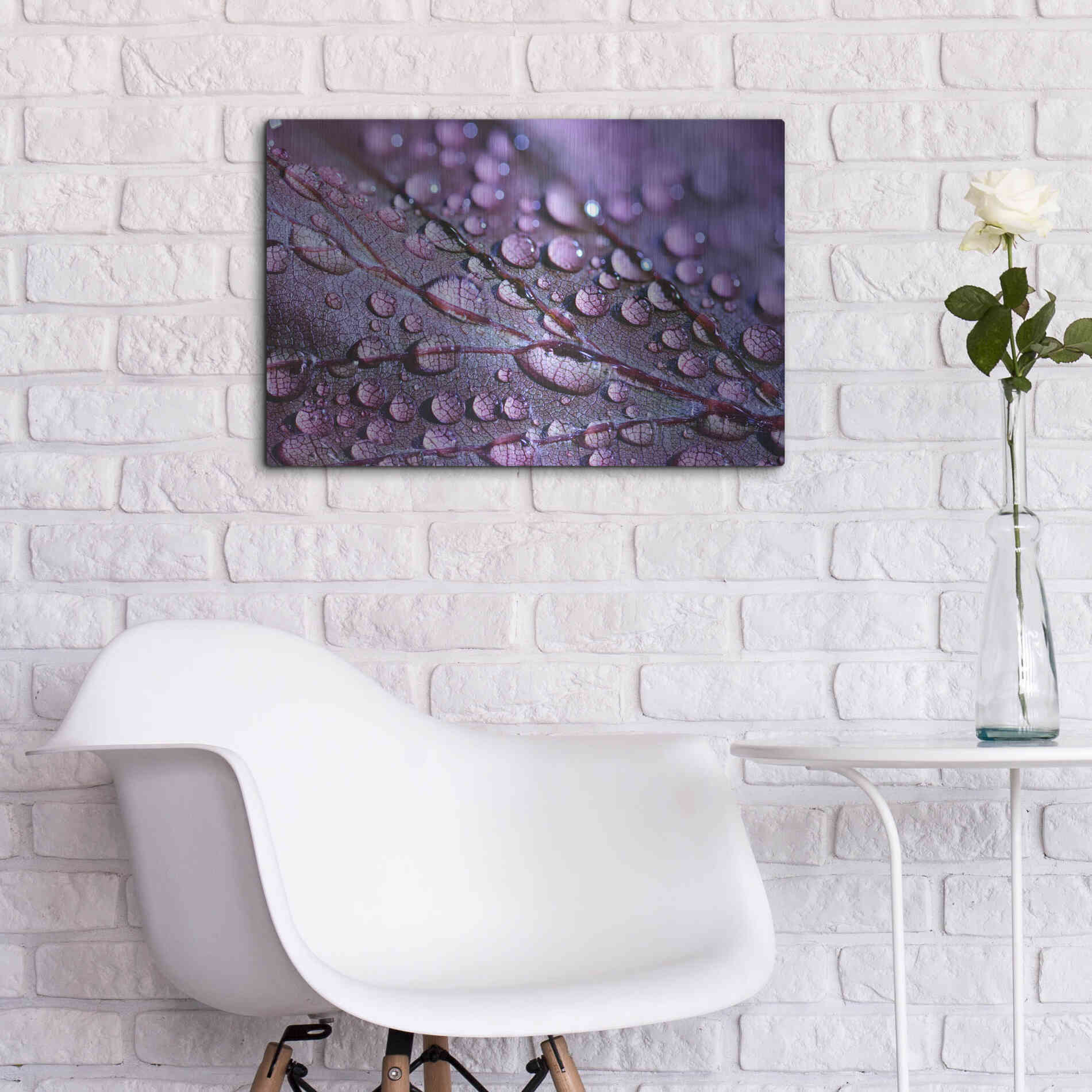 Luxe Metal Art 'Dewdrops' by Unknown Artist, Metal Wall Art,24x16