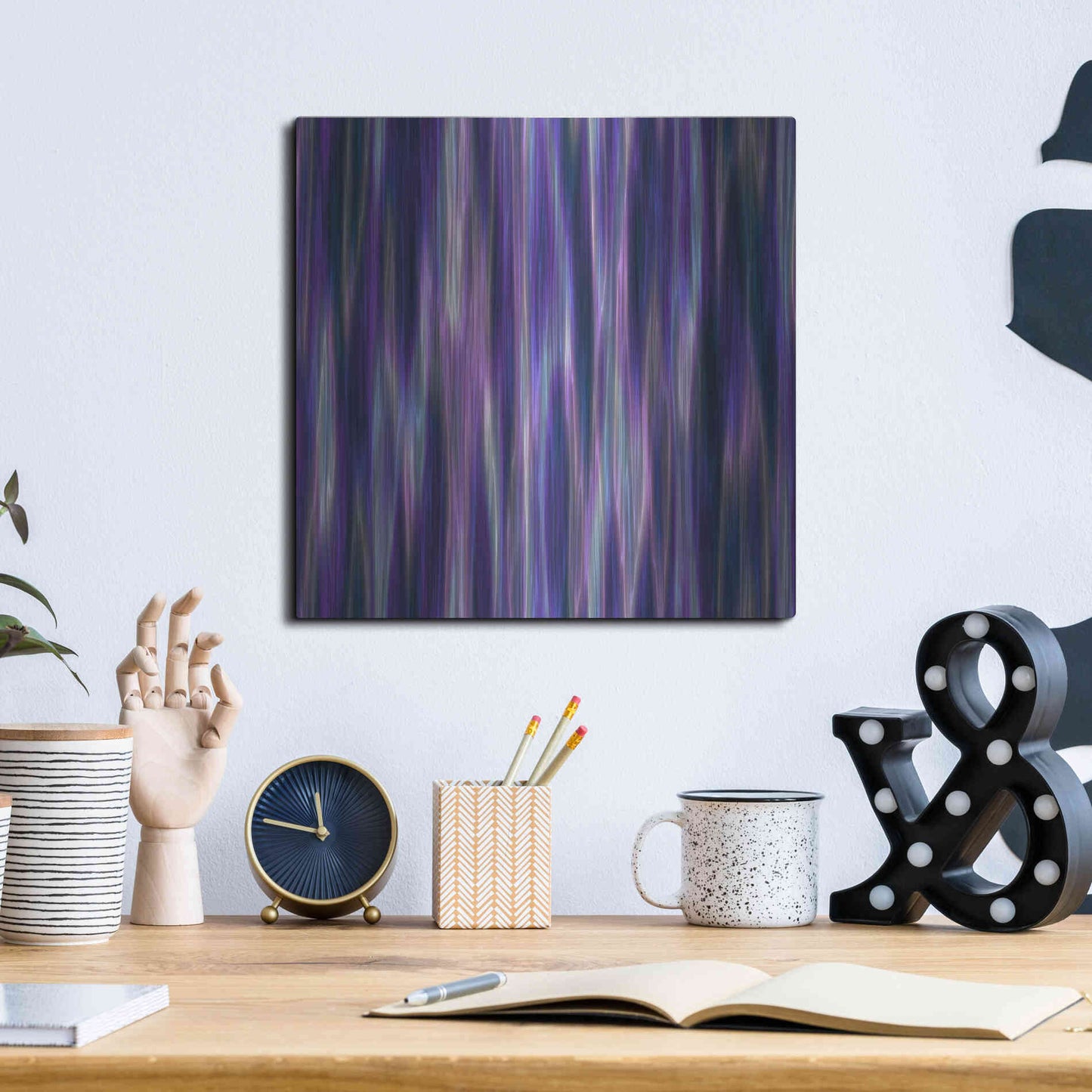 Luxe Metal Art 'Cyber Northern Lights' by Unknown Artist, Metal Wall Art,12x12