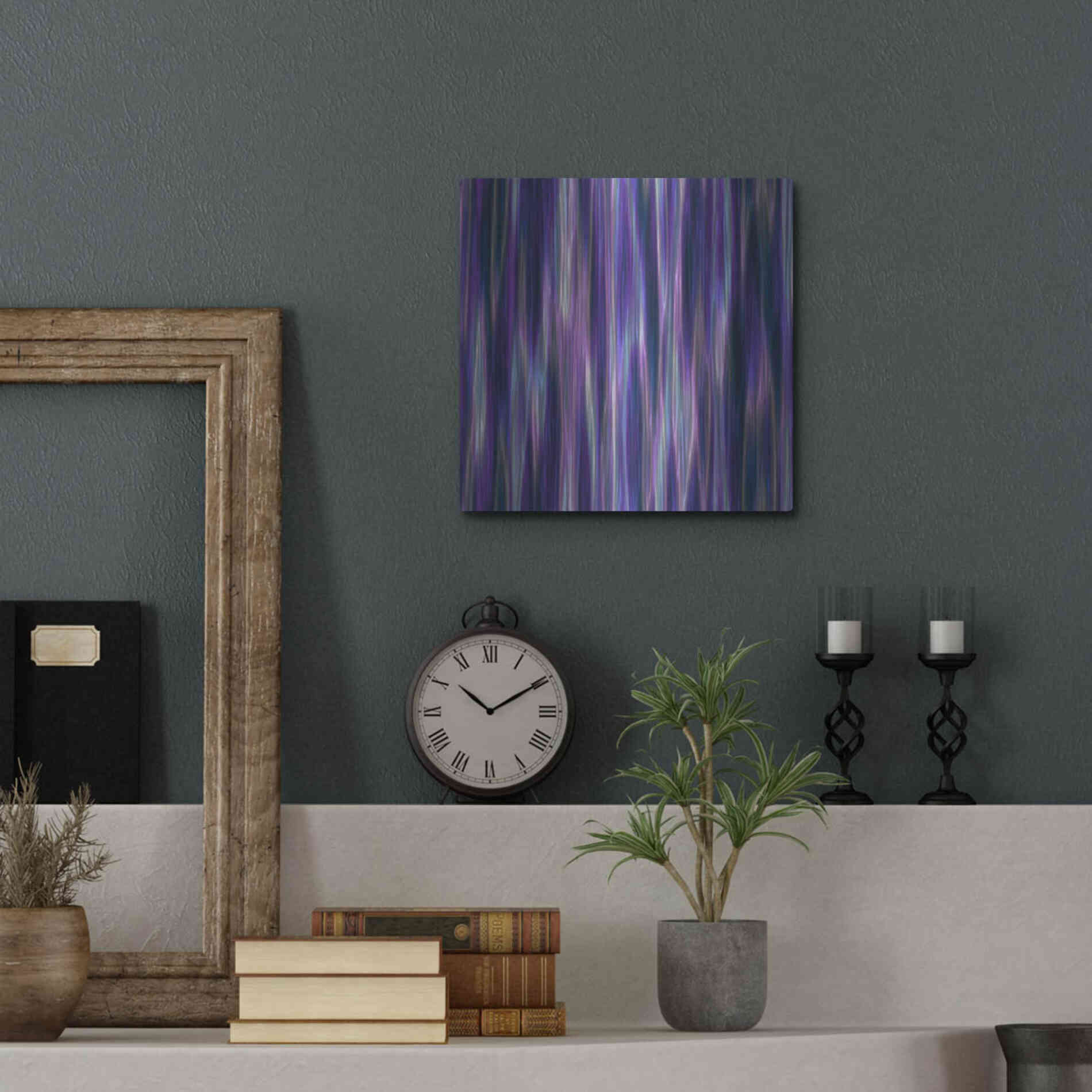 Luxe Metal Art 'Cyber Northern Lights' by Unknown Artist, Metal Wall Art,12x12