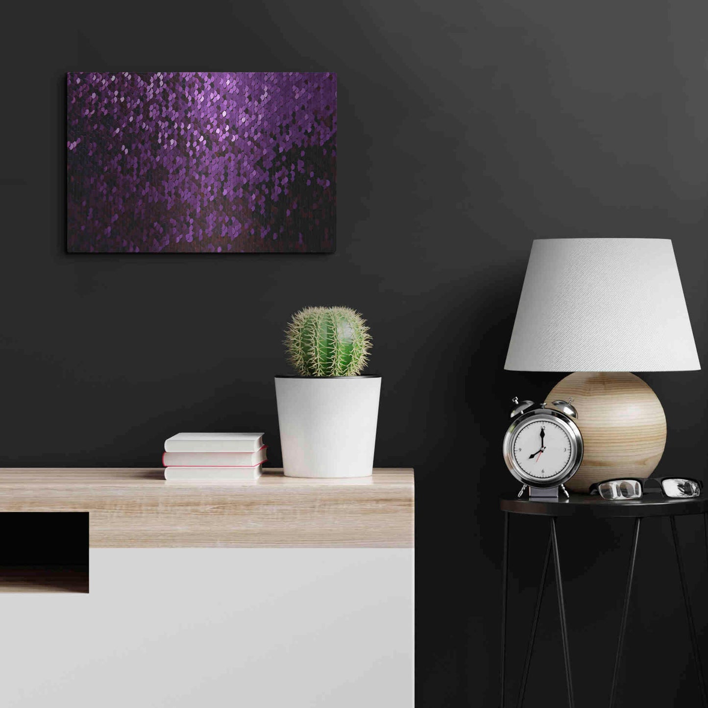 Luxe Metal Art 'Betta Sequins' by Unknown Artist, Metal Wall Art,24x16