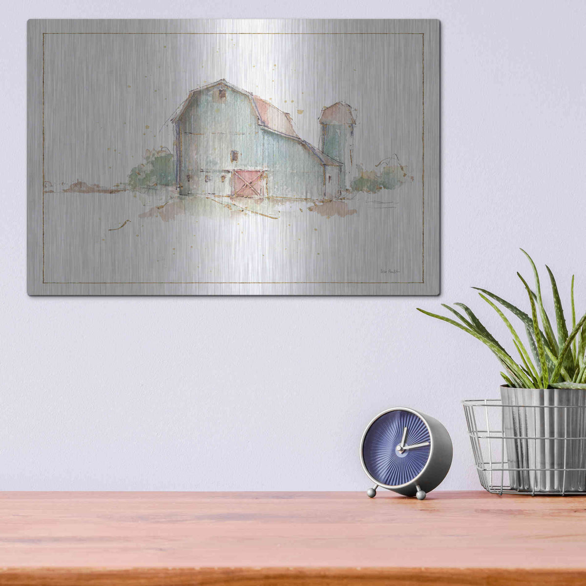 Luxe Metal Art 'Farm Friends XIV Barn' by Lisa Audit, Metal Wall Art,,16x12
