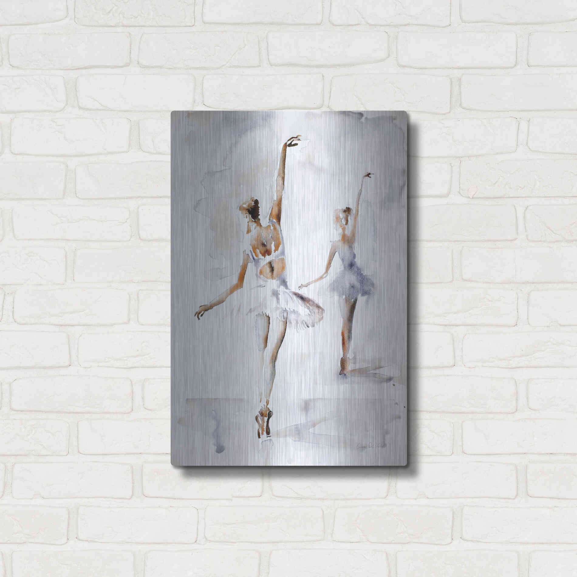 Luxe Metal Art 'Ballerina In Blue' by Aimee Del Valle, Metal Wall Art,16x24