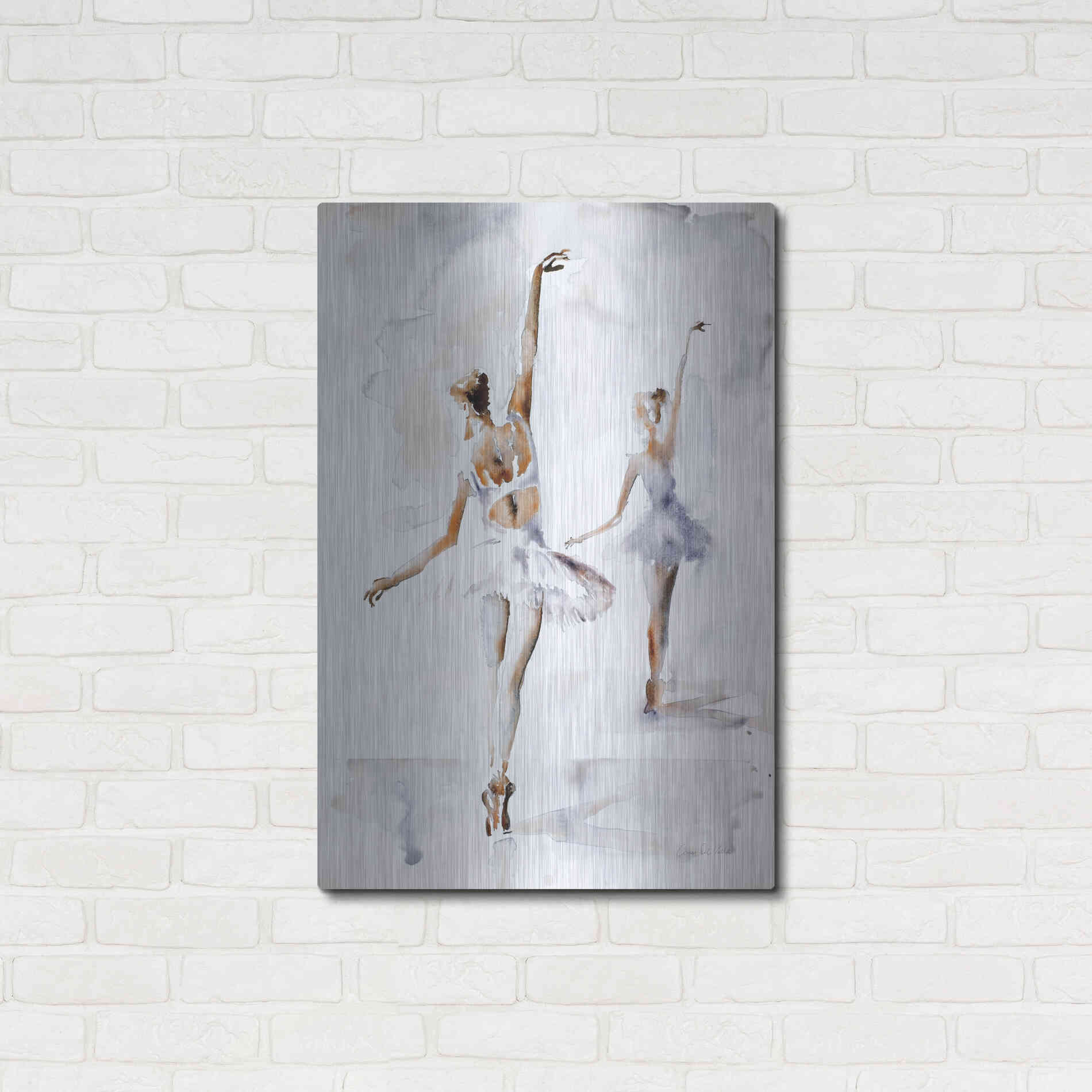 Luxe Metal Art 'Ballerina In Blue' by Aimee Del Valle, Metal Wall Art,24x36