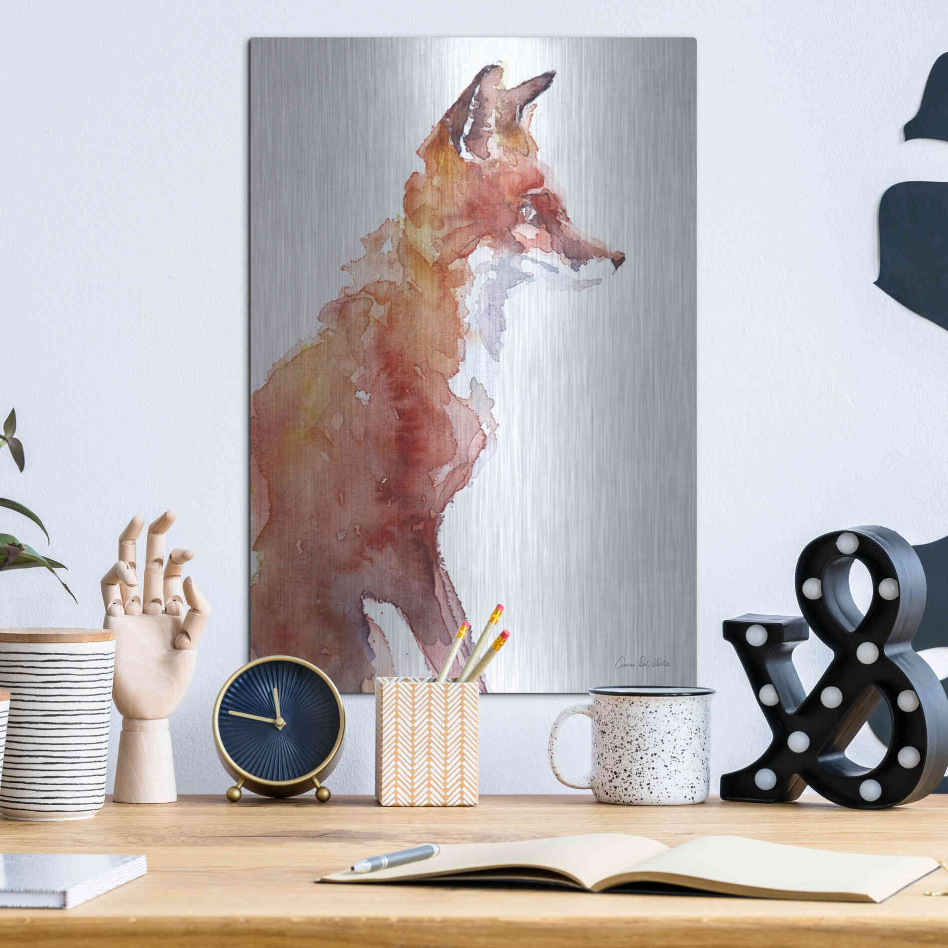 Luxe Metal Art 'Sly As A Fox' by Alan Majchrowicz, Metal Wall Art,12x16