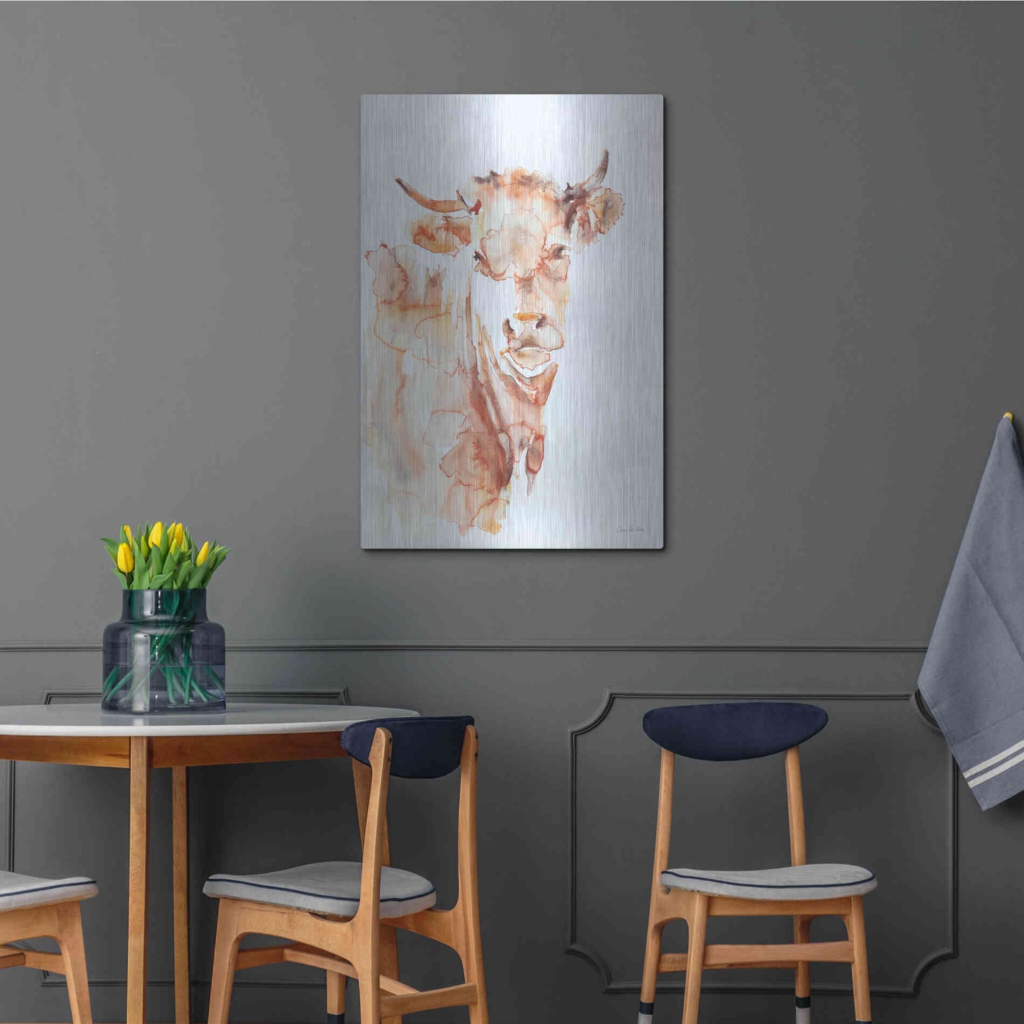 Luxe Metal Art 'Village Cow' by Alan Majchrowicz, Metal Wall Art,24x36