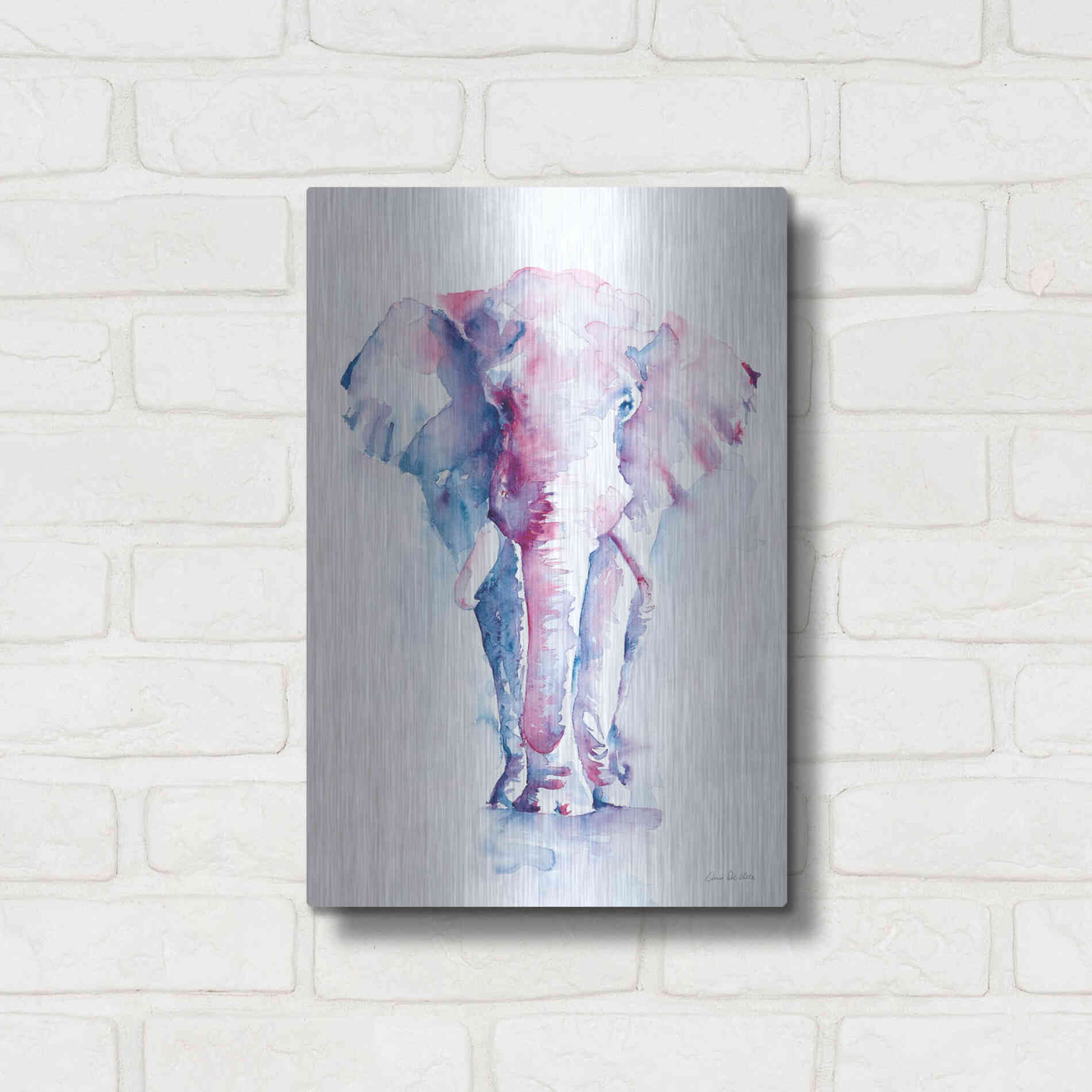 Luxe Metal Art 'An Elephant Never Forgets' by Alan Majchrowicz, Metal Wall Art,12x16
