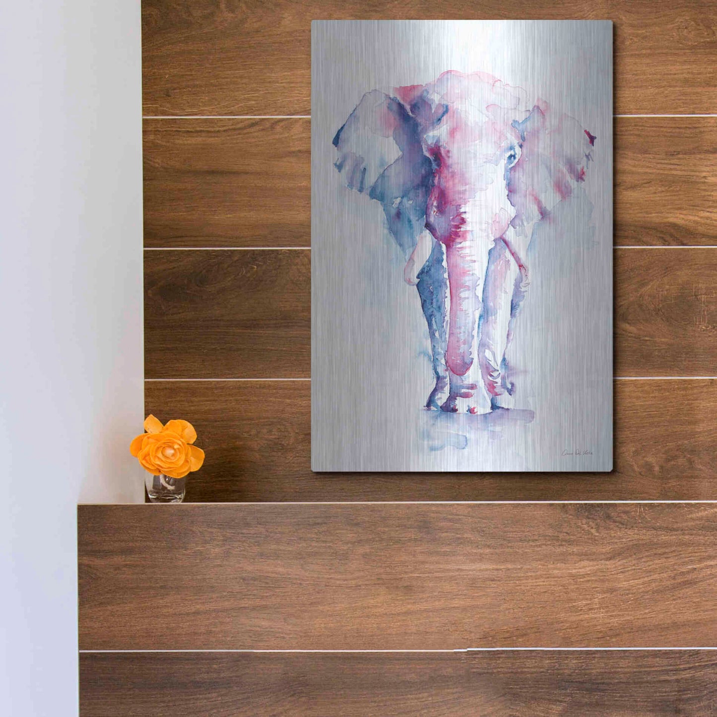 Luxe Metal Art 'An Elephant Never Forgets' by Alan Majchrowicz, Metal Wall Art,12x16