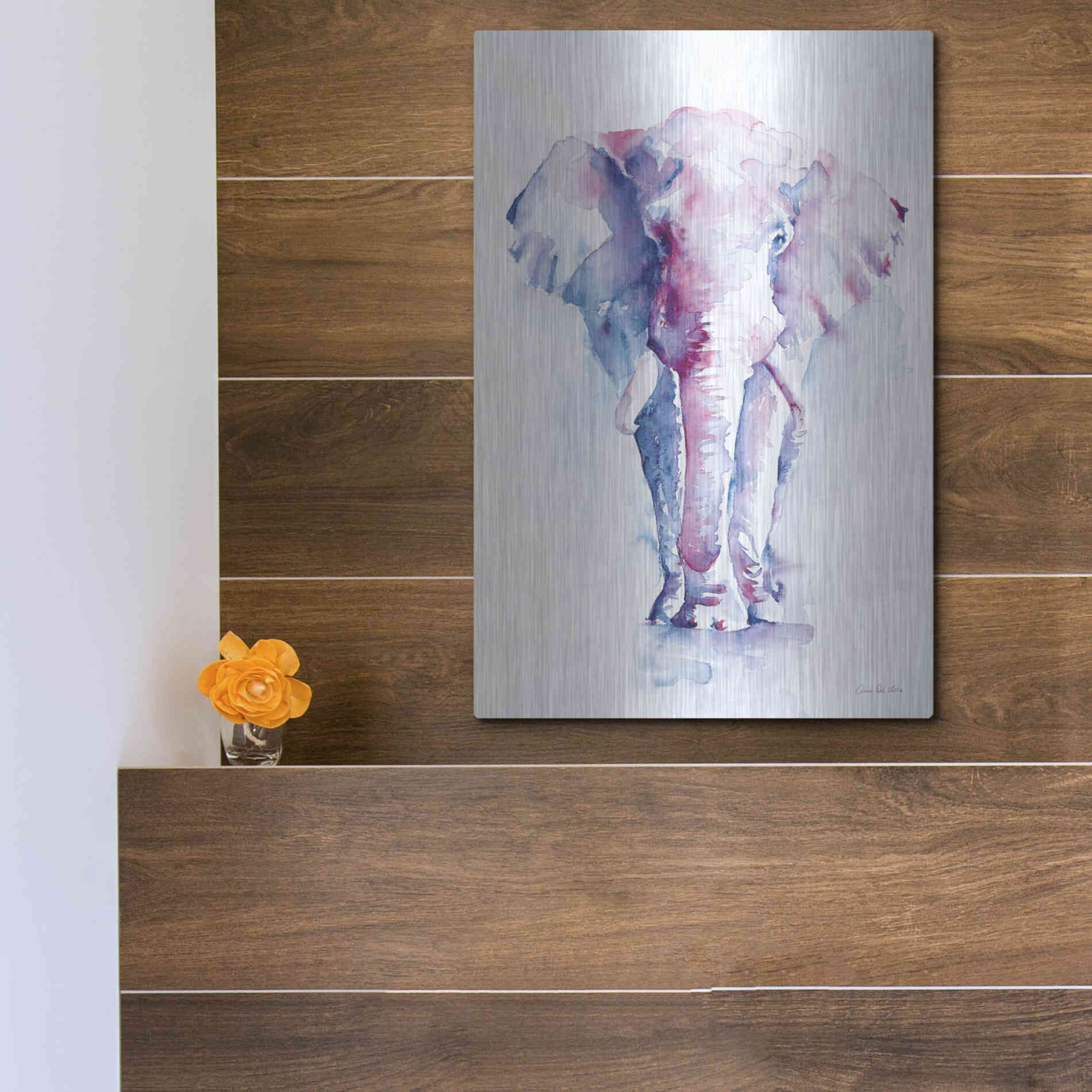 Luxe Metal Art 'An Elephant Never Forgets' by Alan Majchrowicz, Metal Wall Art,12x16