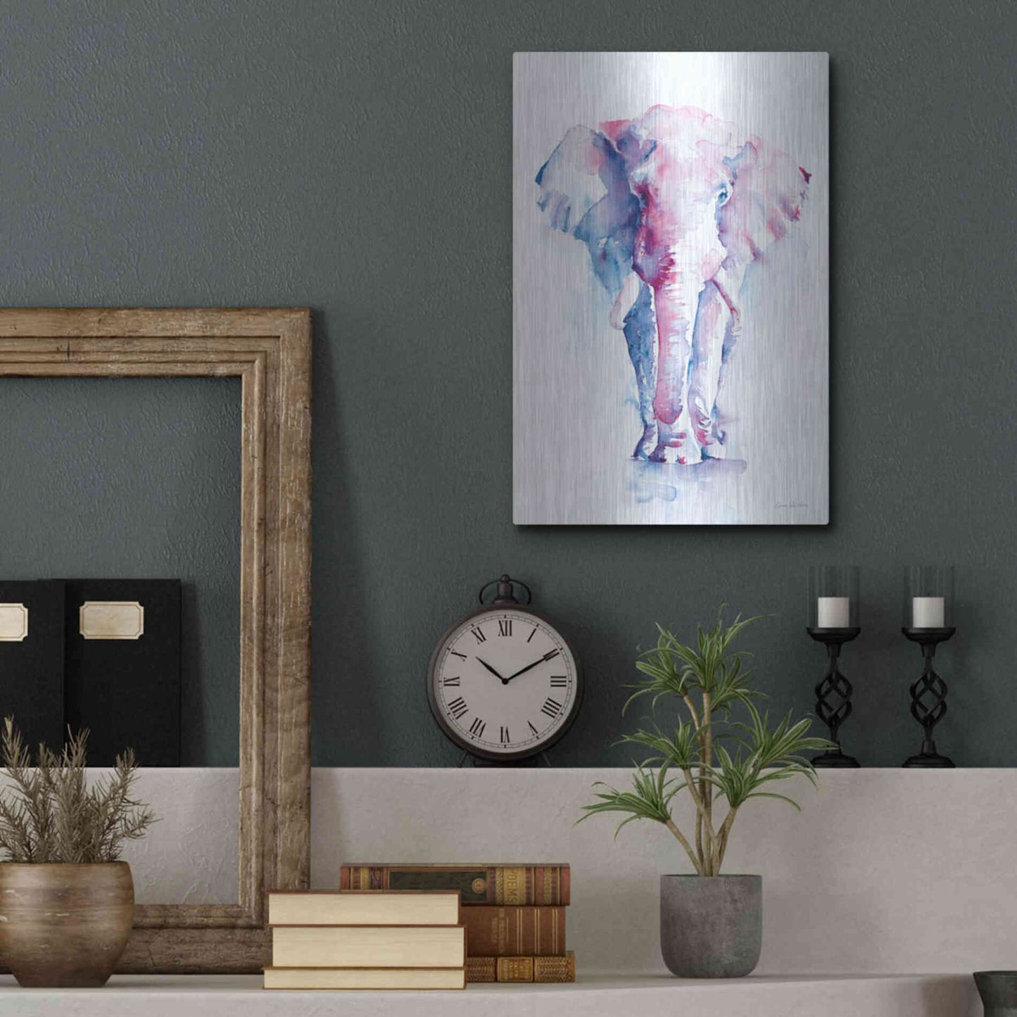 Luxe Metal Art 'An Elephant Never Forgets' by Alan Majchrowicz, Metal Wall Art,12x16