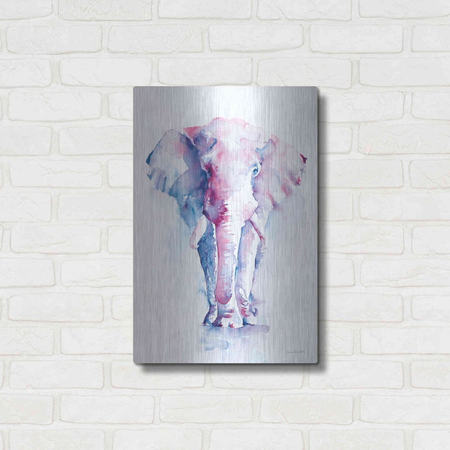 Luxe Metal Art 'An Elephant Never Forgets' by Alan Majchrowicz, Metal Wall Art,16x24