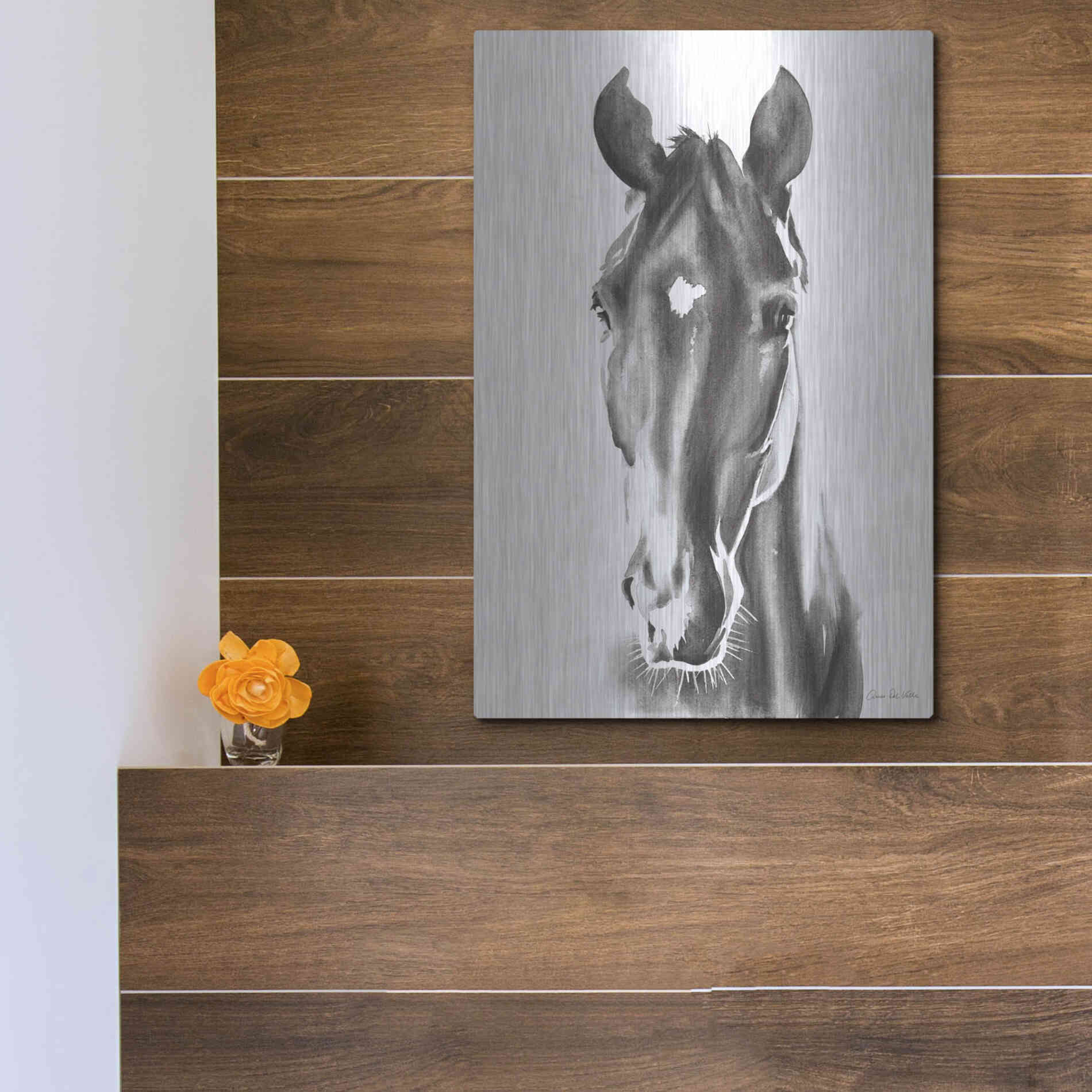 Luxe Metal Art 'Le Cheval Noir' by Alan Majchrowicz, Metal Wall Art,12x16