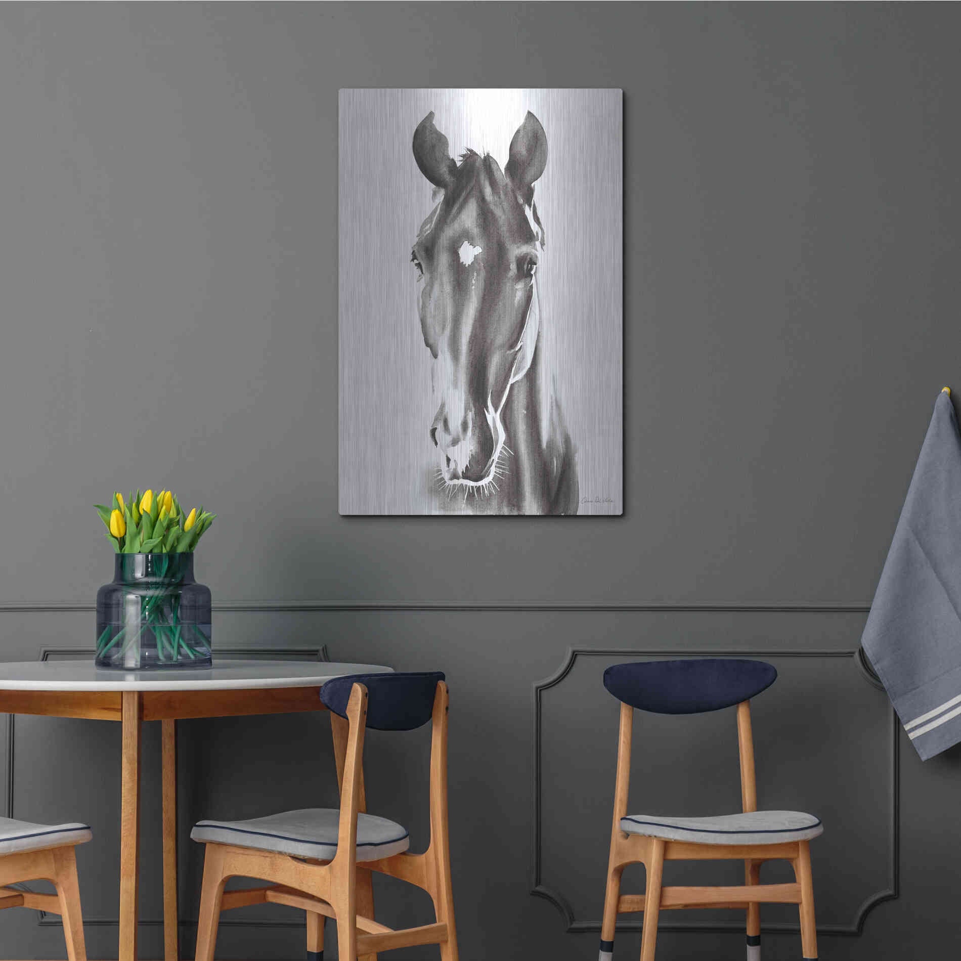 Luxe Metal Art 'Le Cheval Noir' by Alan Majchrowicz, Metal Wall Art,24x36