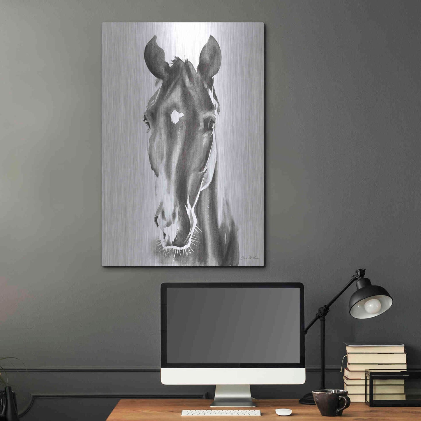 Luxe Metal Art 'Le Cheval Noir' by Alan Majchrowicz, Metal Wall Art,24x36