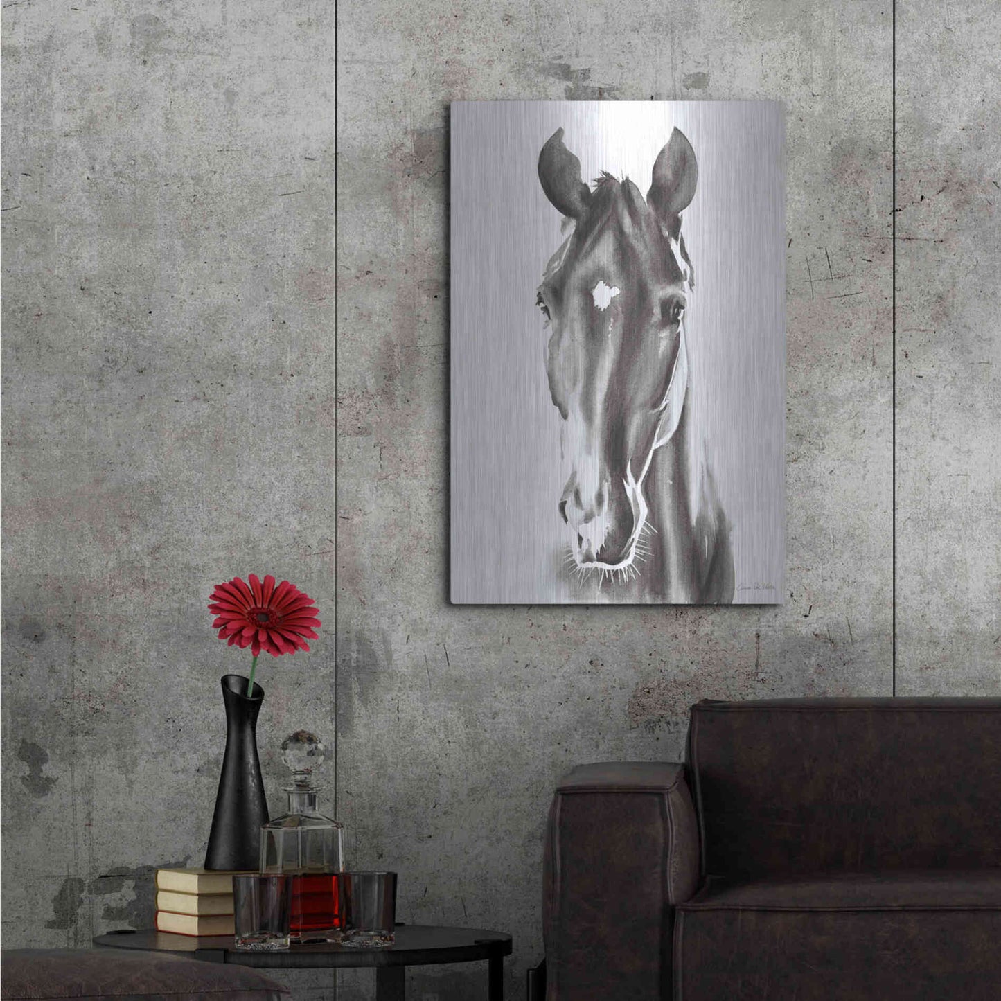 Luxe Metal Art 'Le Cheval Noir' by Alan Majchrowicz, Metal Wall Art,24x36