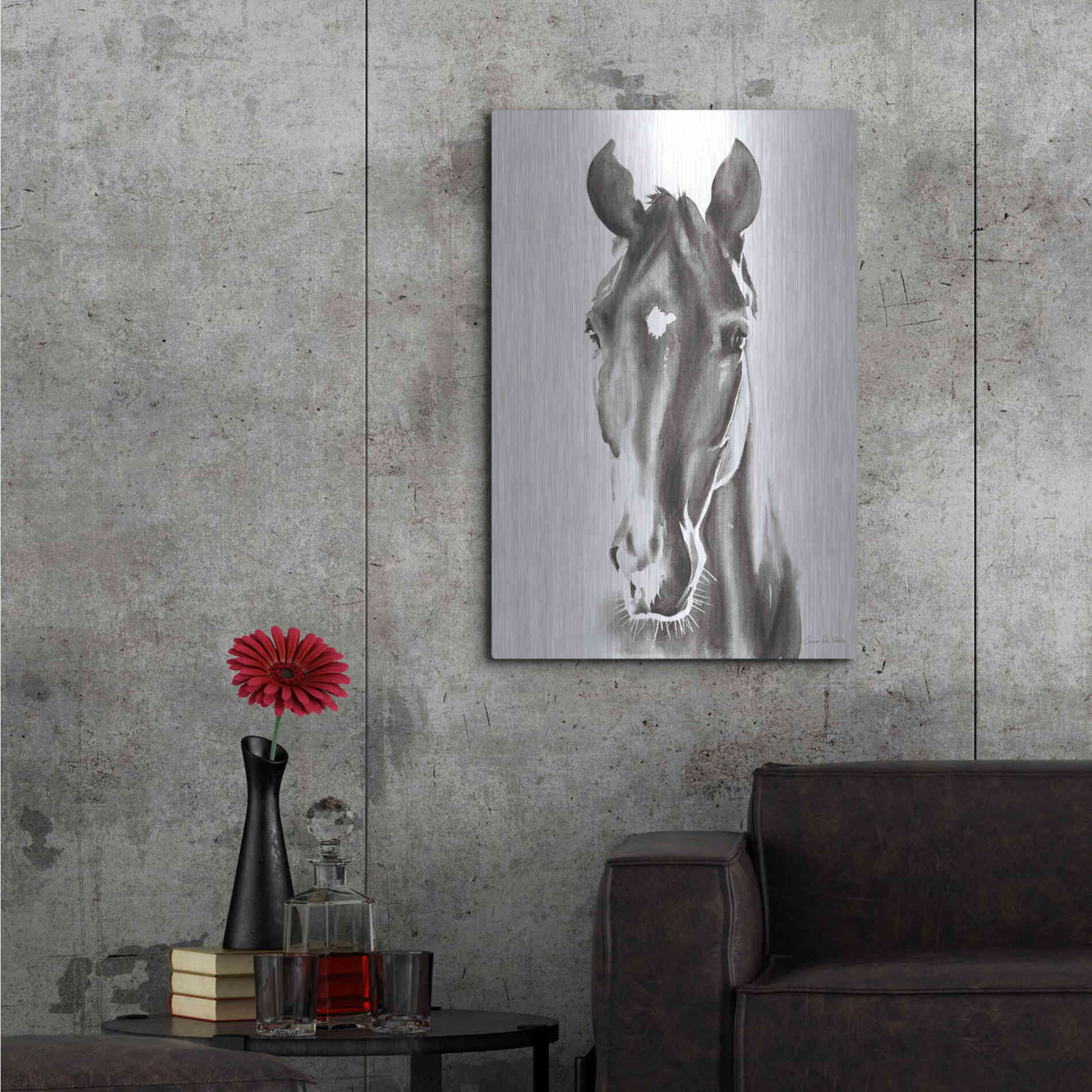 Luxe Metal Art 'Le Cheval Noir' by Alan Majchrowicz, Metal Wall Art,24x36