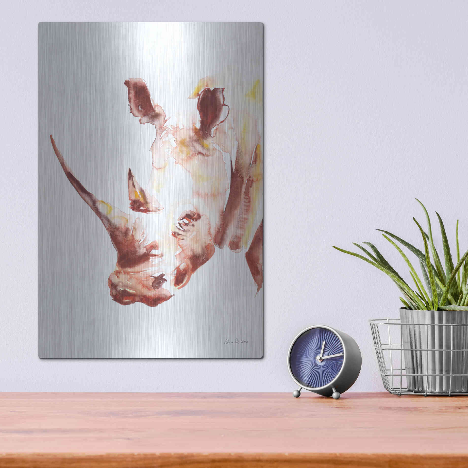 Luxe Metal Art 'Rhino' by Alan Majchrowicz, Metal Wall Art,12x16