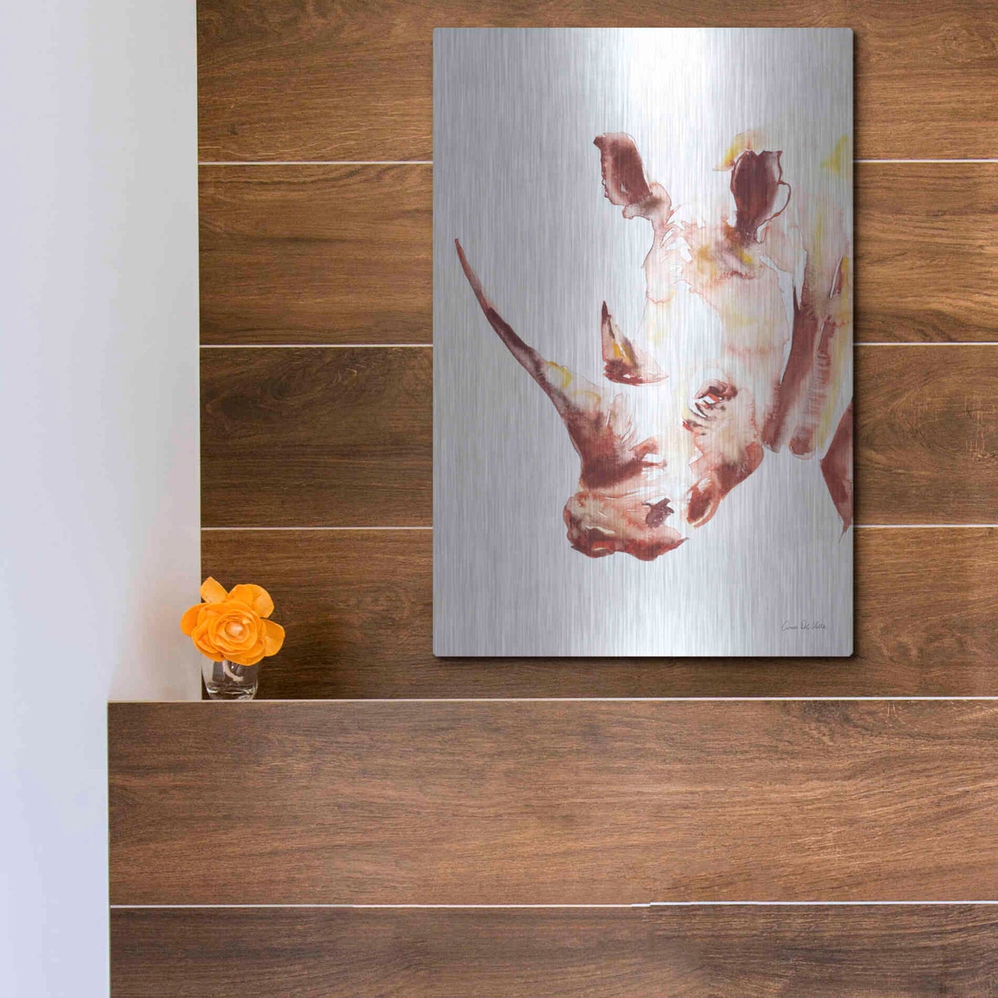 Luxe Metal Art 'Rhino' by Alan Majchrowicz, Metal Wall Art,12x16