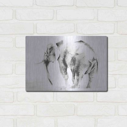 Luxe Metal Art 'Lone Elephant Gray' by Alan Majchrowicz, Metal Wall Art,16x12