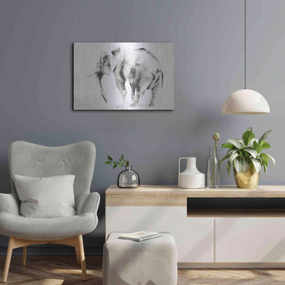 Luxe Metal Art 'Lone Elephant Gray' by Alan Majchrowicz, Metal Wall Art,24x16