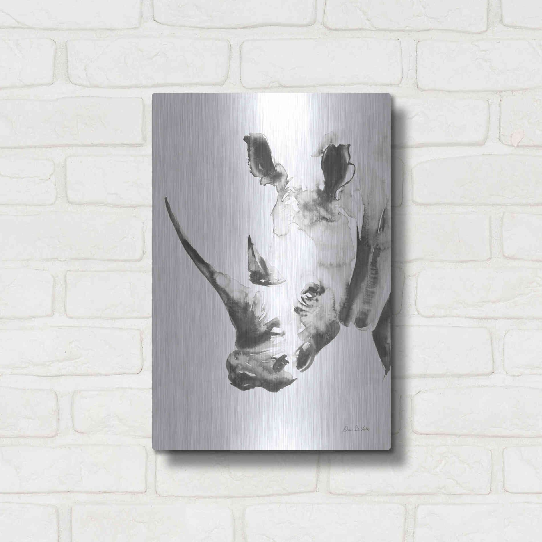 Luxe Metal Art 'Rhino Gray' by Alan Majchrowicz, Metal Wall Art,12x16