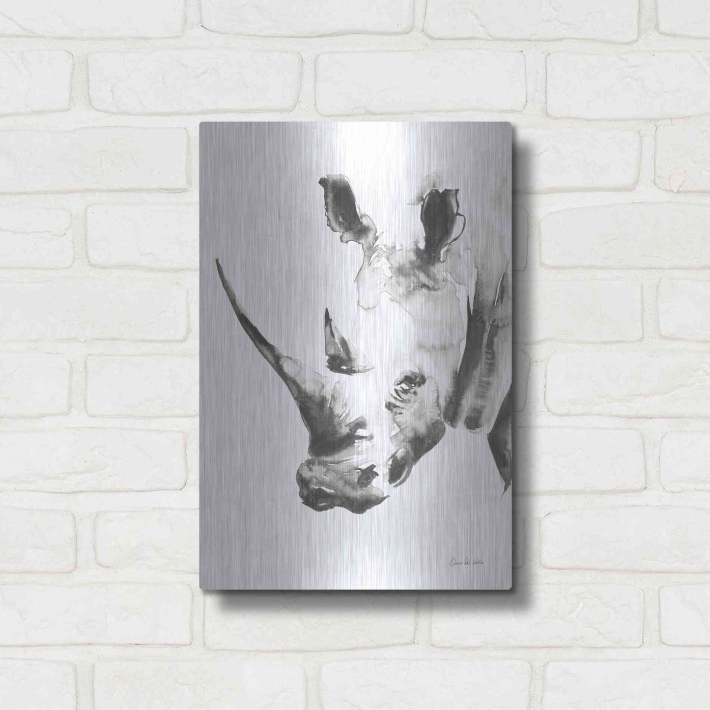 Luxe Metal Art 'Rhino Gray' by Alan Majchrowicz, Metal Wall Art,12x16