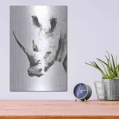 Luxe Metal Art 'Rhino Gray' by Alan Majchrowicz, Metal Wall Art,12x16