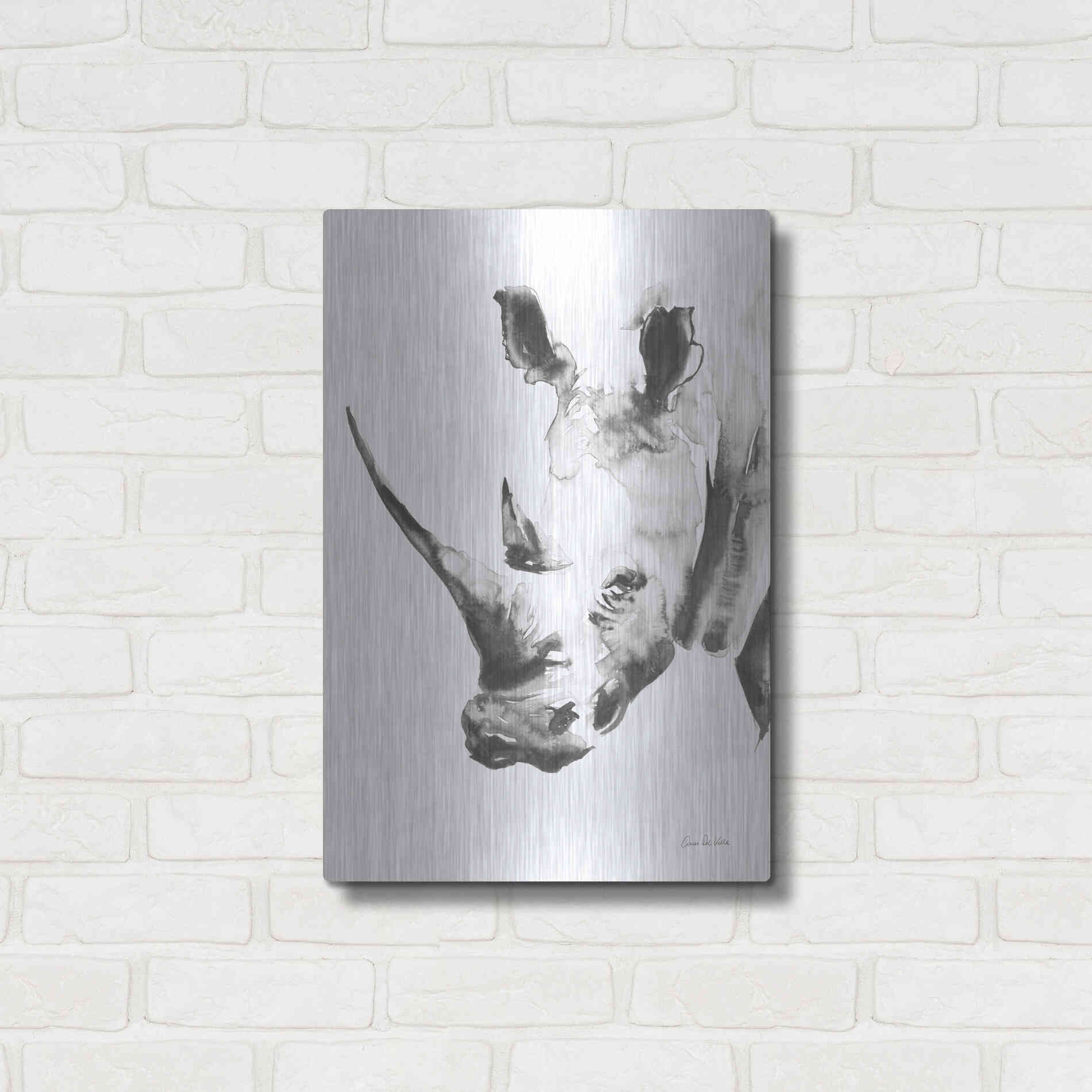 Luxe Metal Art 'Rhino Gray' by Alan Majchrowicz, Metal Wall Art,16x24