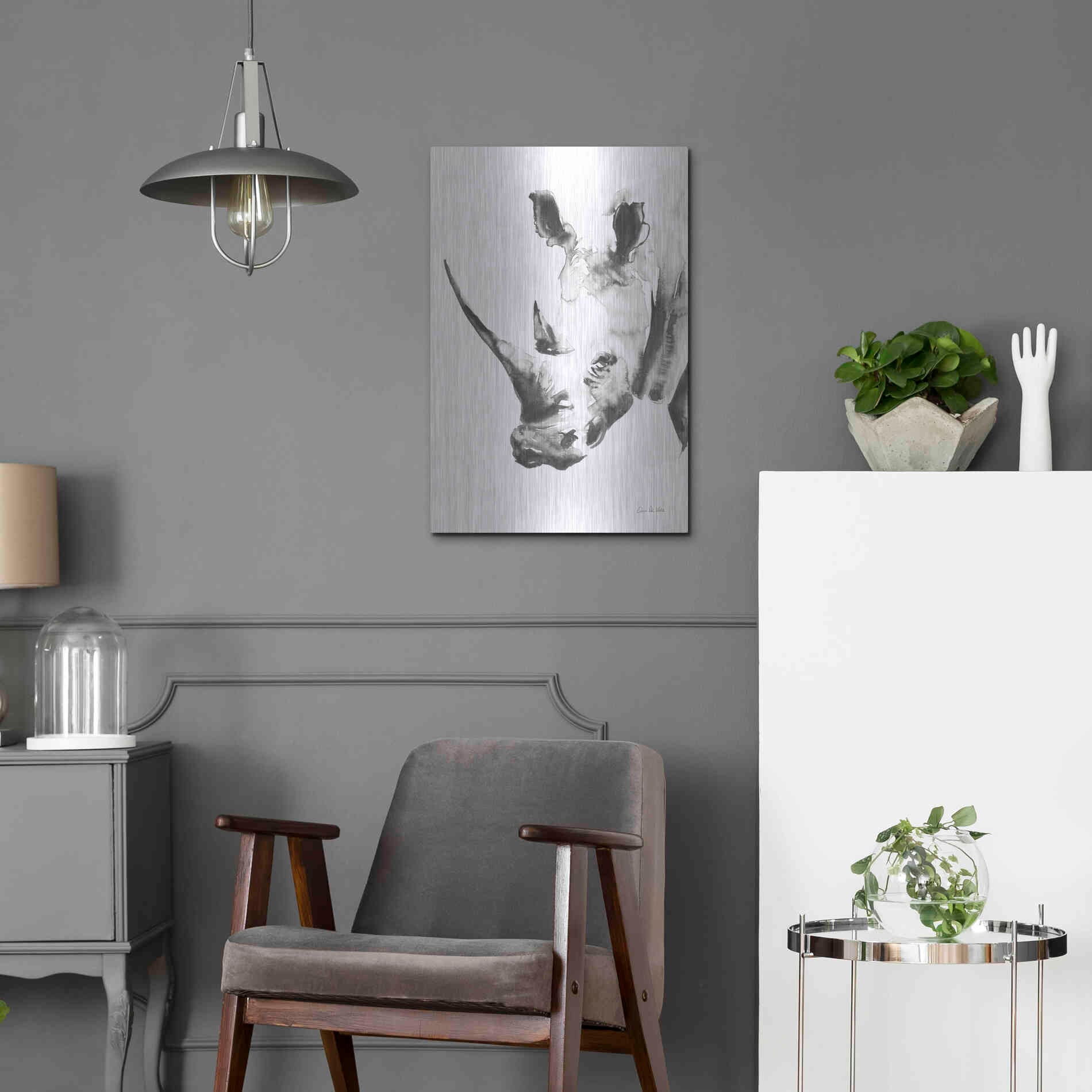 Luxe Metal Art 'Rhino Gray' by Alan Majchrowicz, Metal Wall Art,16x24