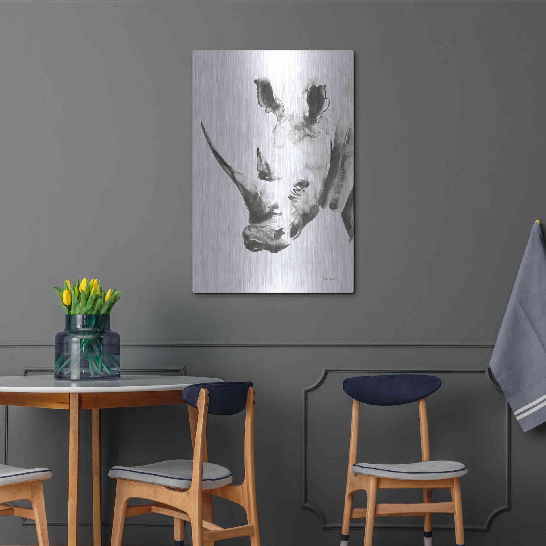 Luxe Metal Art 'Rhino Gray' by Alan Majchrowicz, Metal Wall Art,24x36