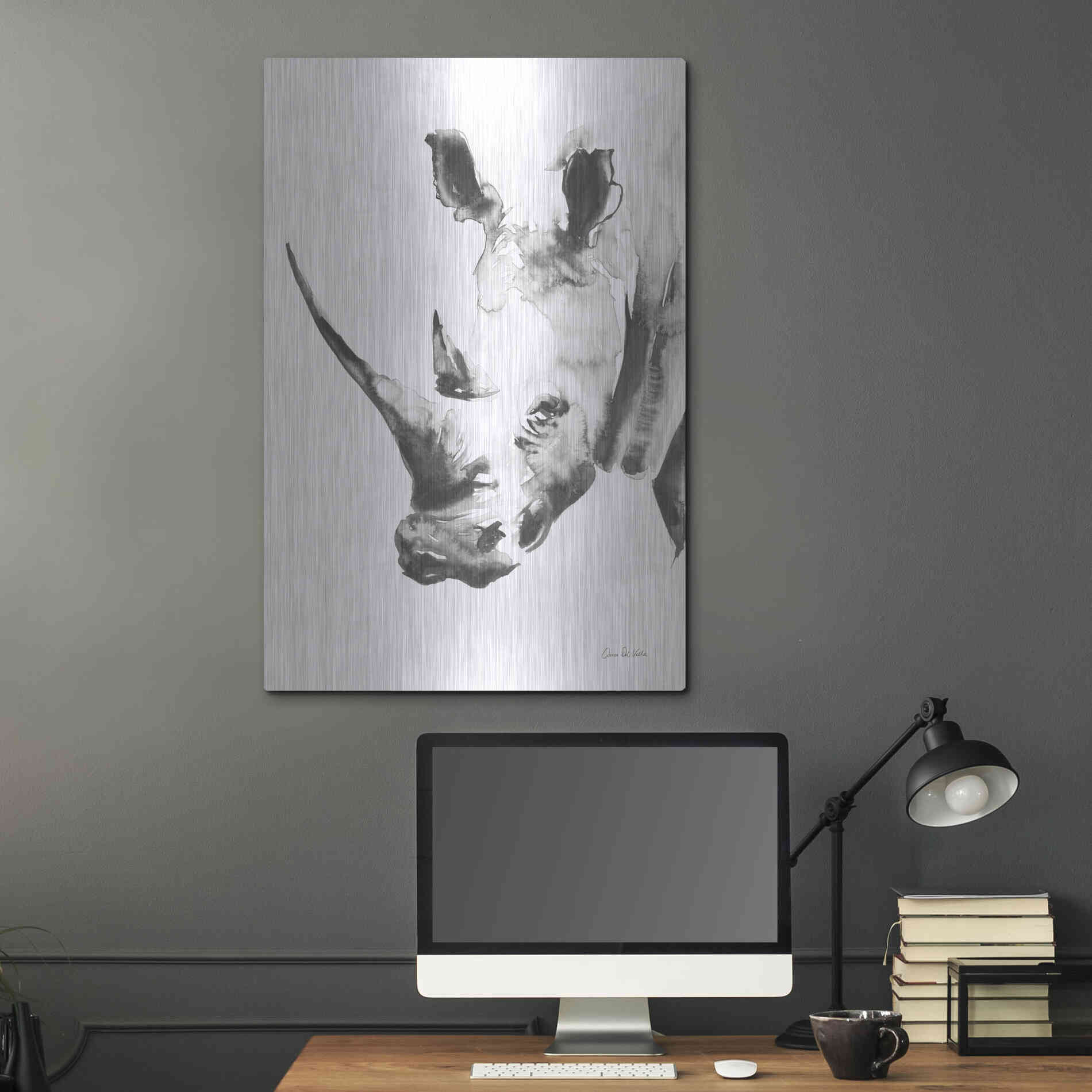 Luxe Metal Art 'Rhino Gray' by Alan Majchrowicz, Metal Wall Art,24x36