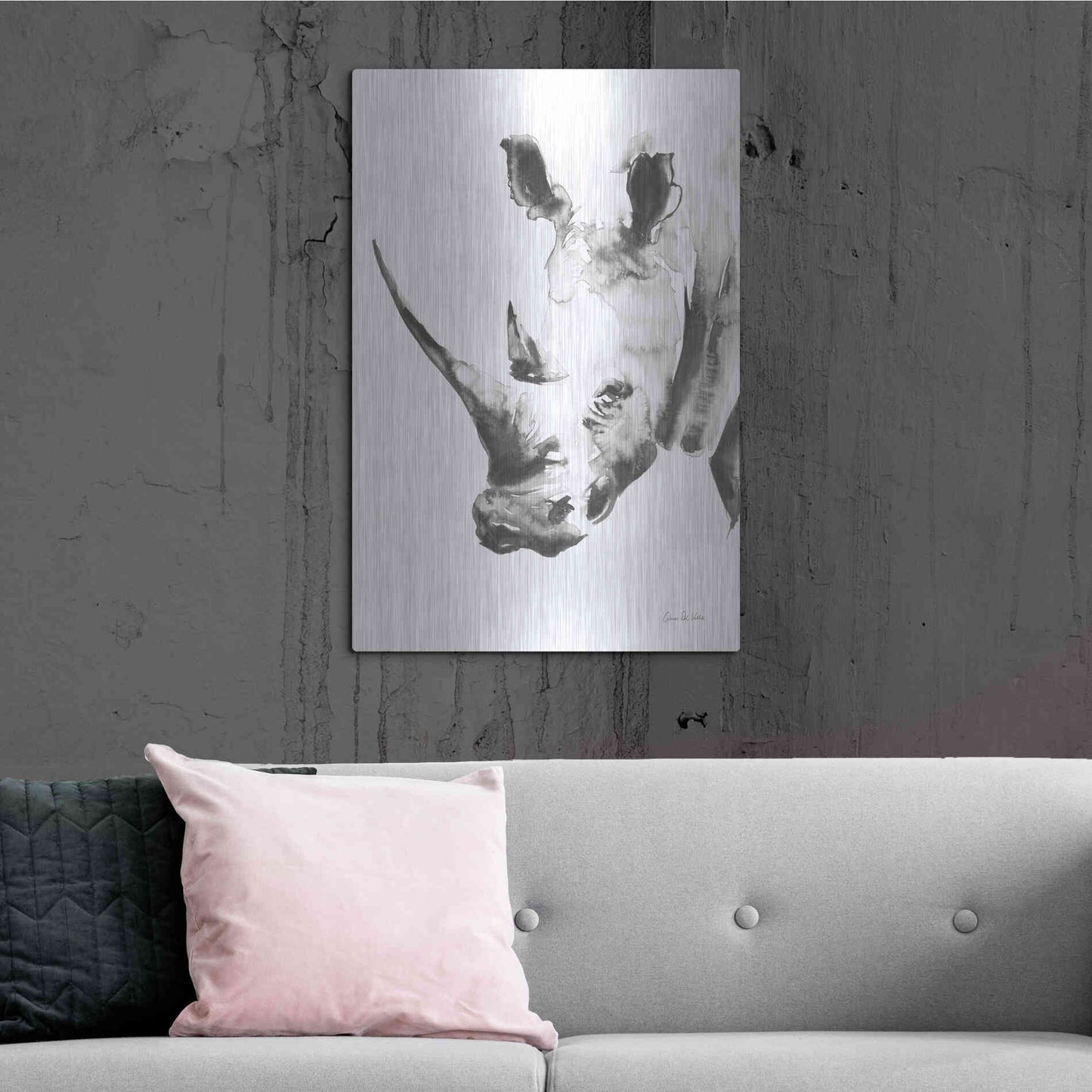 Luxe Metal Art 'Rhino Gray' by Alan Majchrowicz, Metal Wall Art,24x36