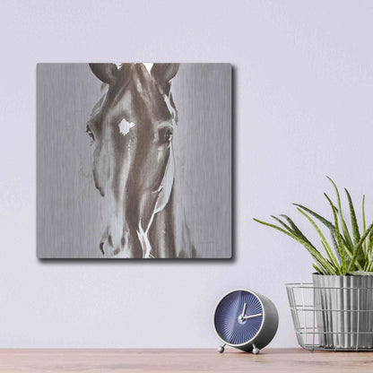 Luxe Metal Art 'Le Cheval Noir Brown' by Alan Majchrowicz, Metal Wall Art,12x12